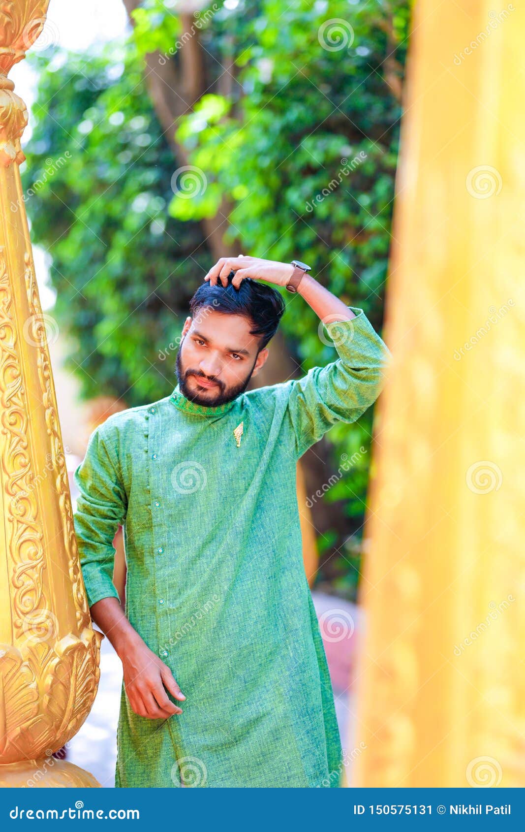Young Indian Man in Traditional Wear Stock Image - Image of indian ...