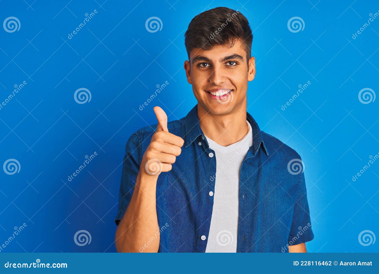 Young Indian Man Wearing Shirt Standing Over Isolated Blue Background ...