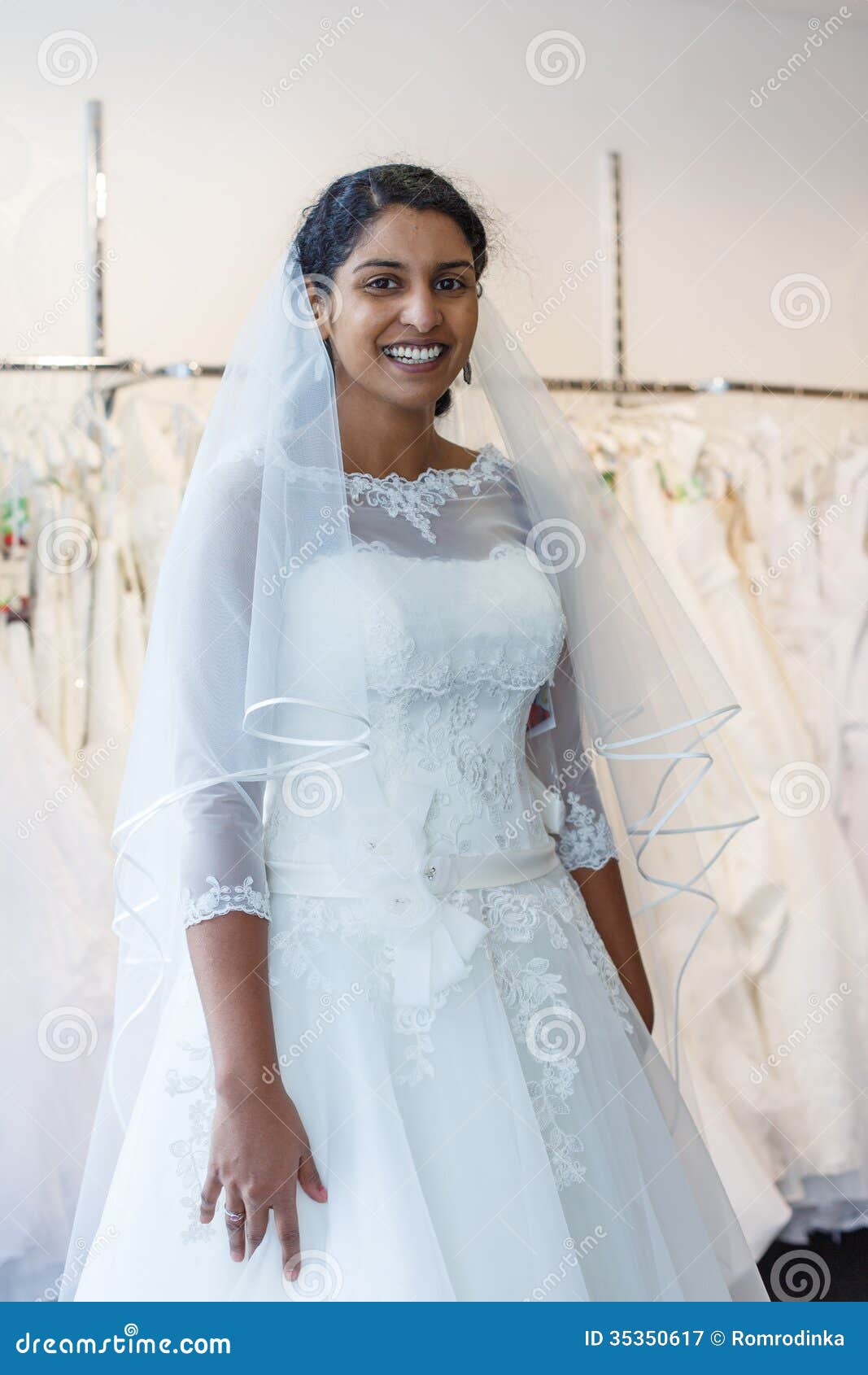  Young  Indian Woman  In Wedding  Dress  With Bridal  Gowns  On 