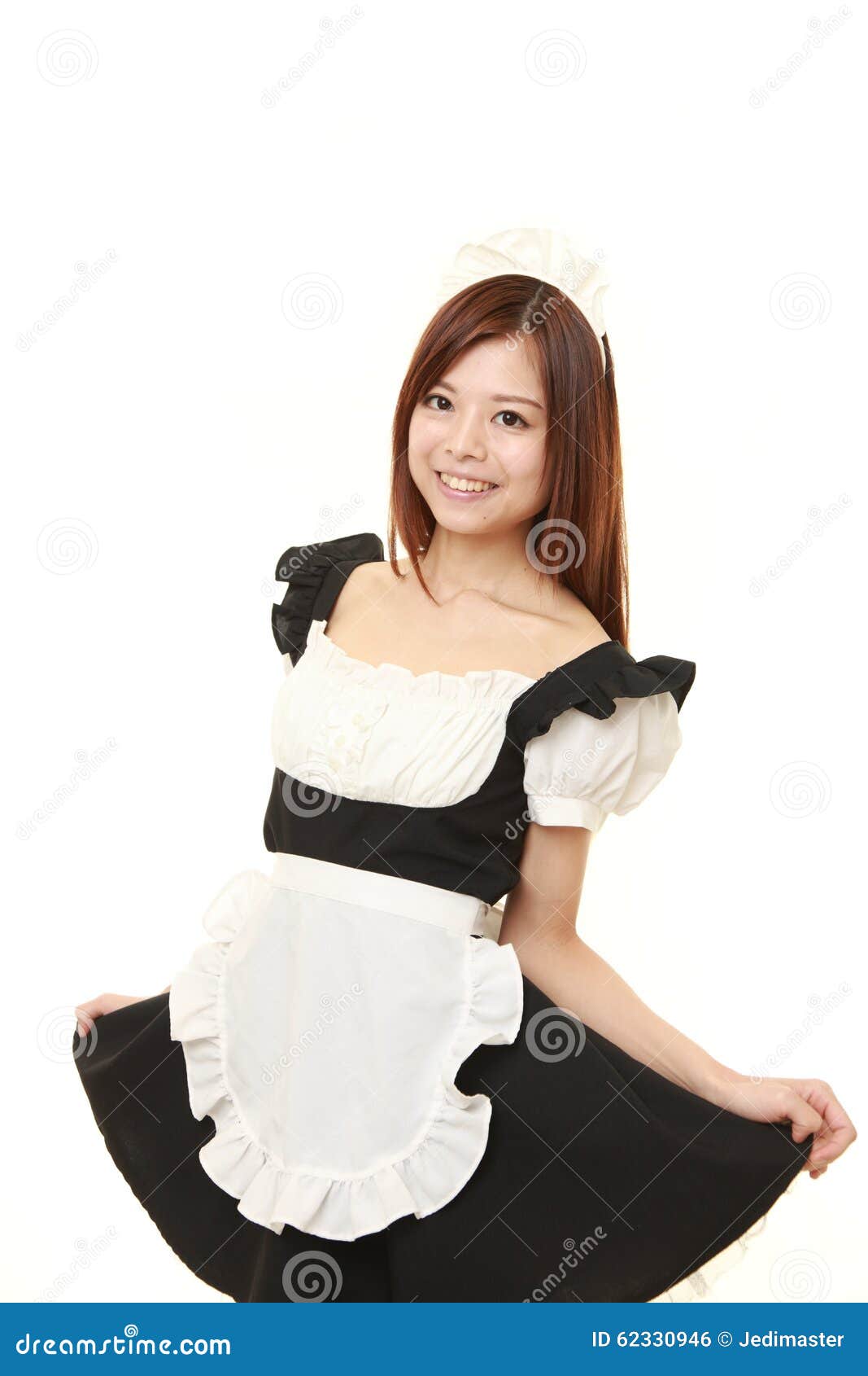 Young Japanese Woman Posing in French Maid Costume Stock Photo - Image ...