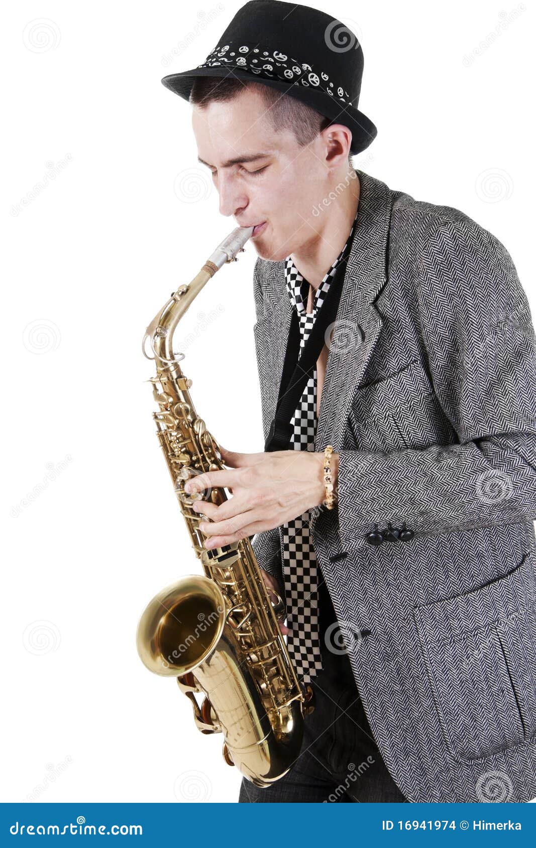 The young jazzman stock photo. Image of hobbies, sound 16941974