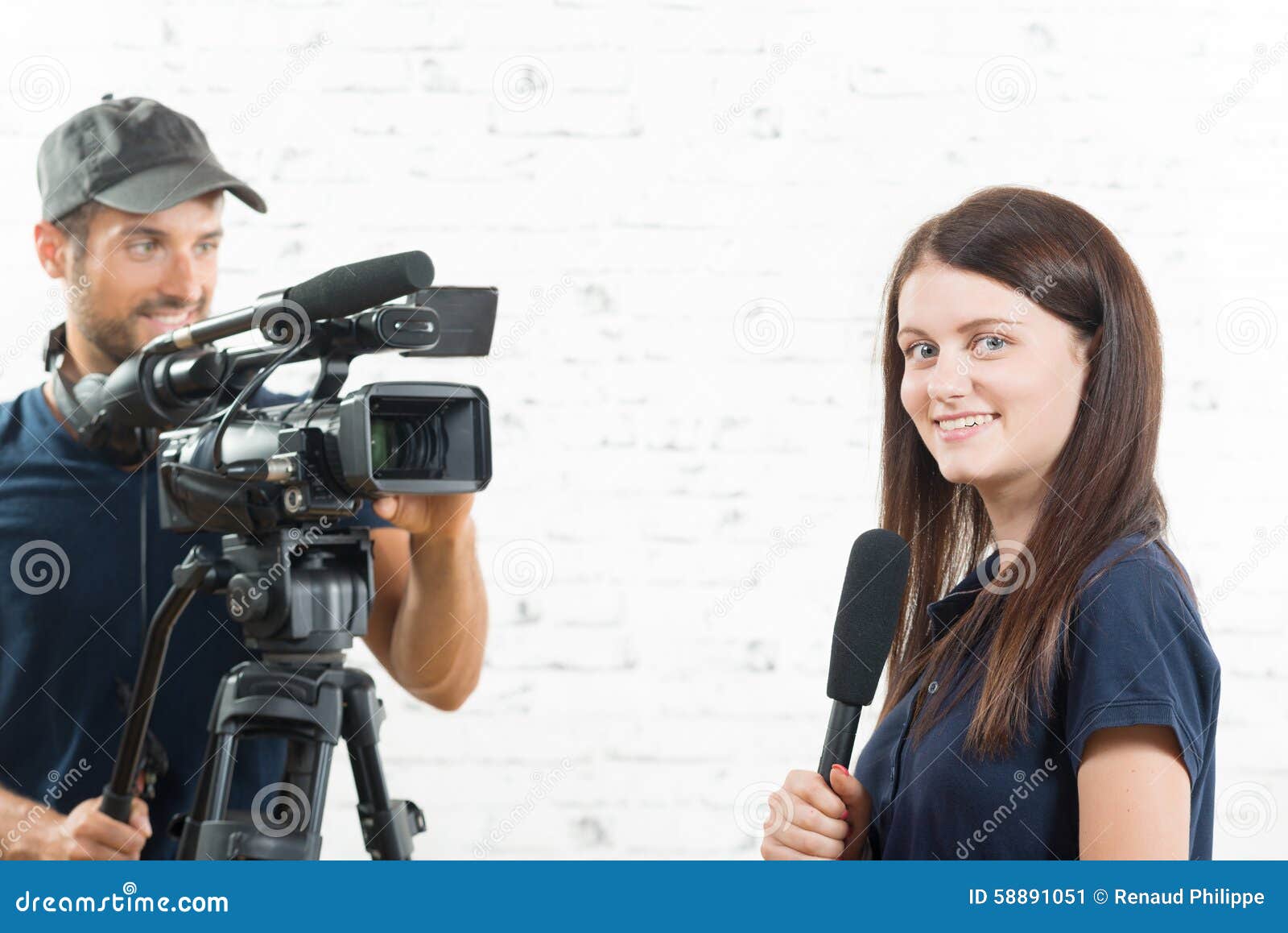 news reporter and her cameraman news reporter and her cameraman