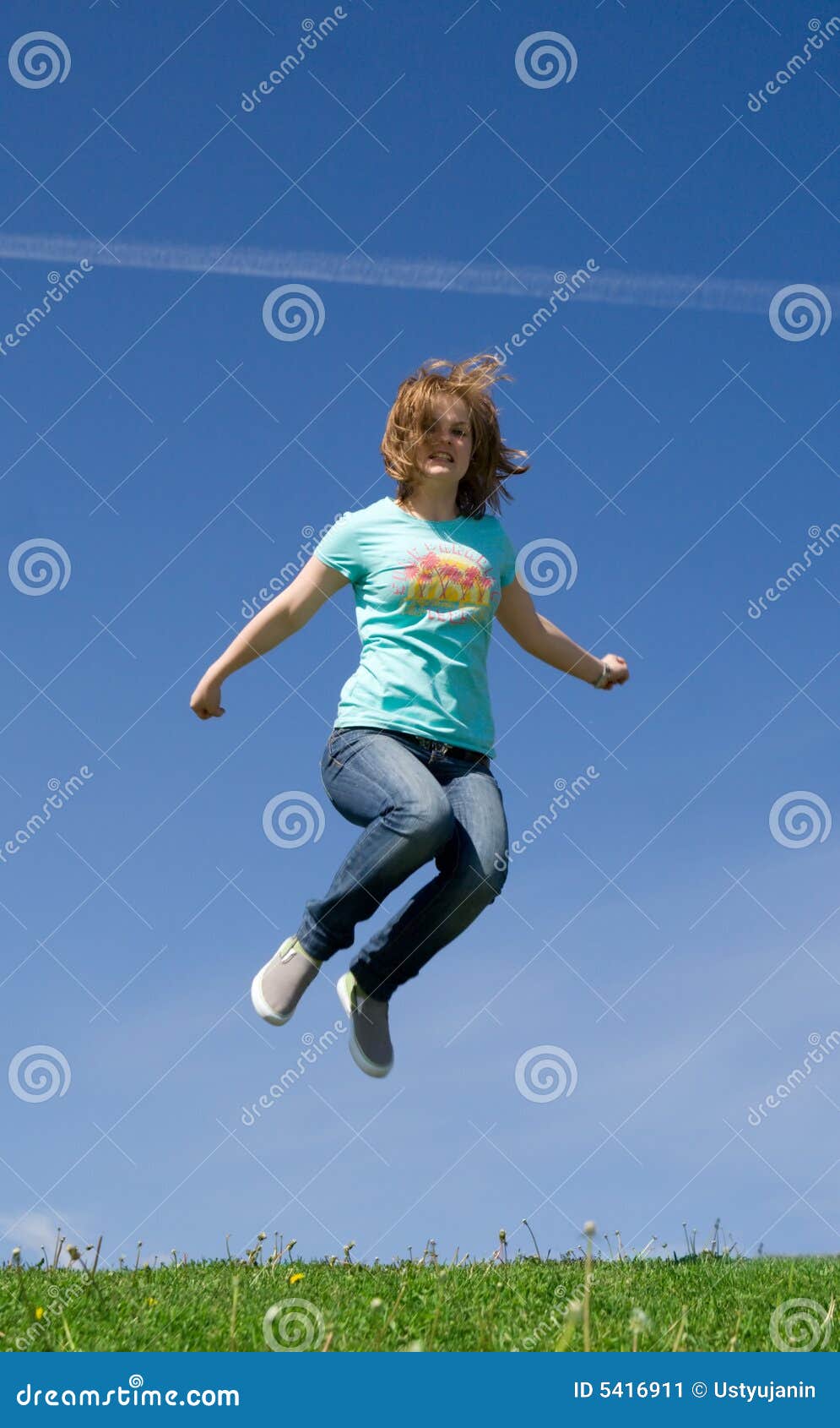 The young jumping girl stock image. Image of human, relaxation
