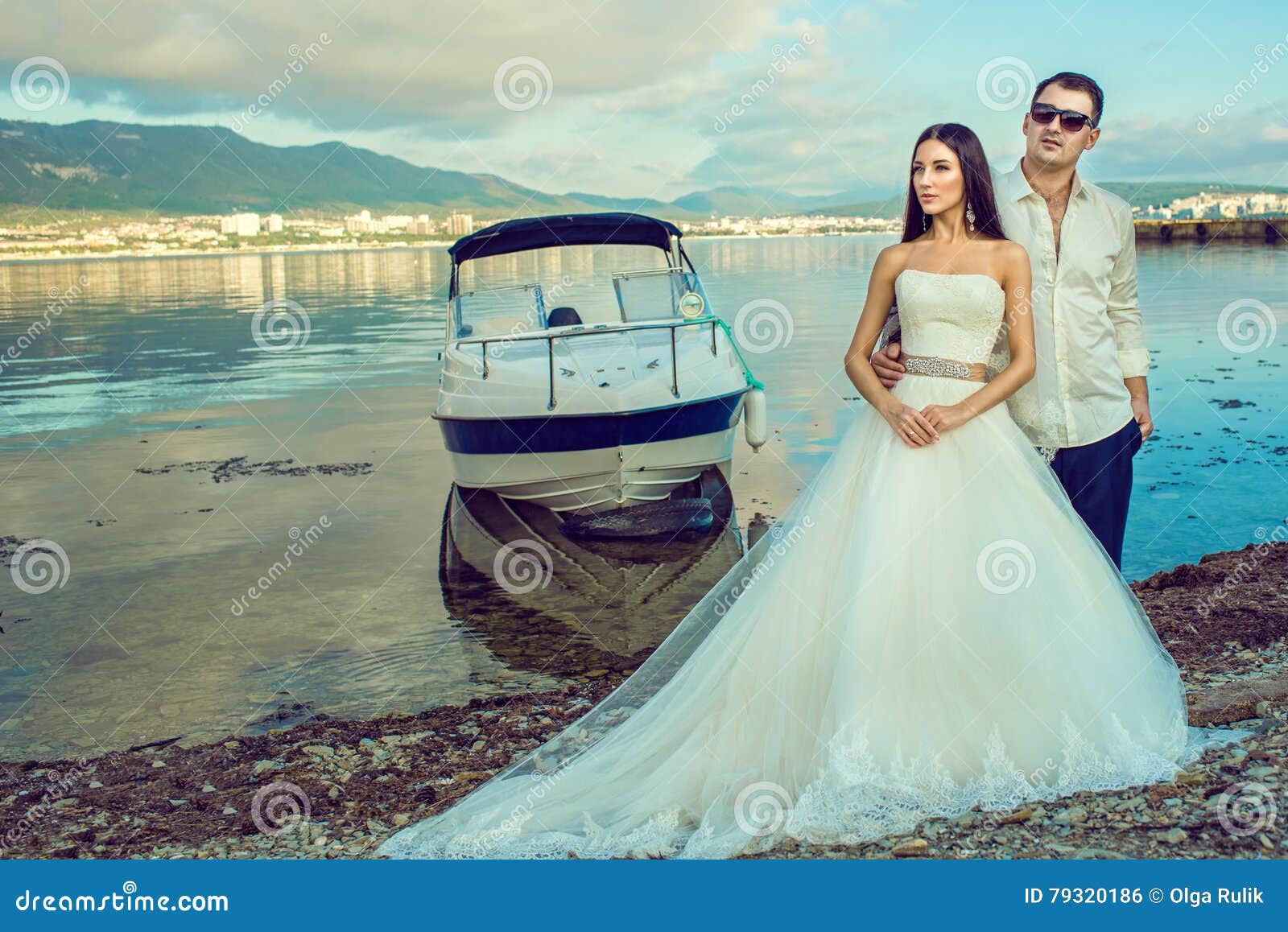 Ethnic Couple Engagement Wedding Young Turkish Together Love Blue Dress  Stock Photo by ©tlorna 4574366