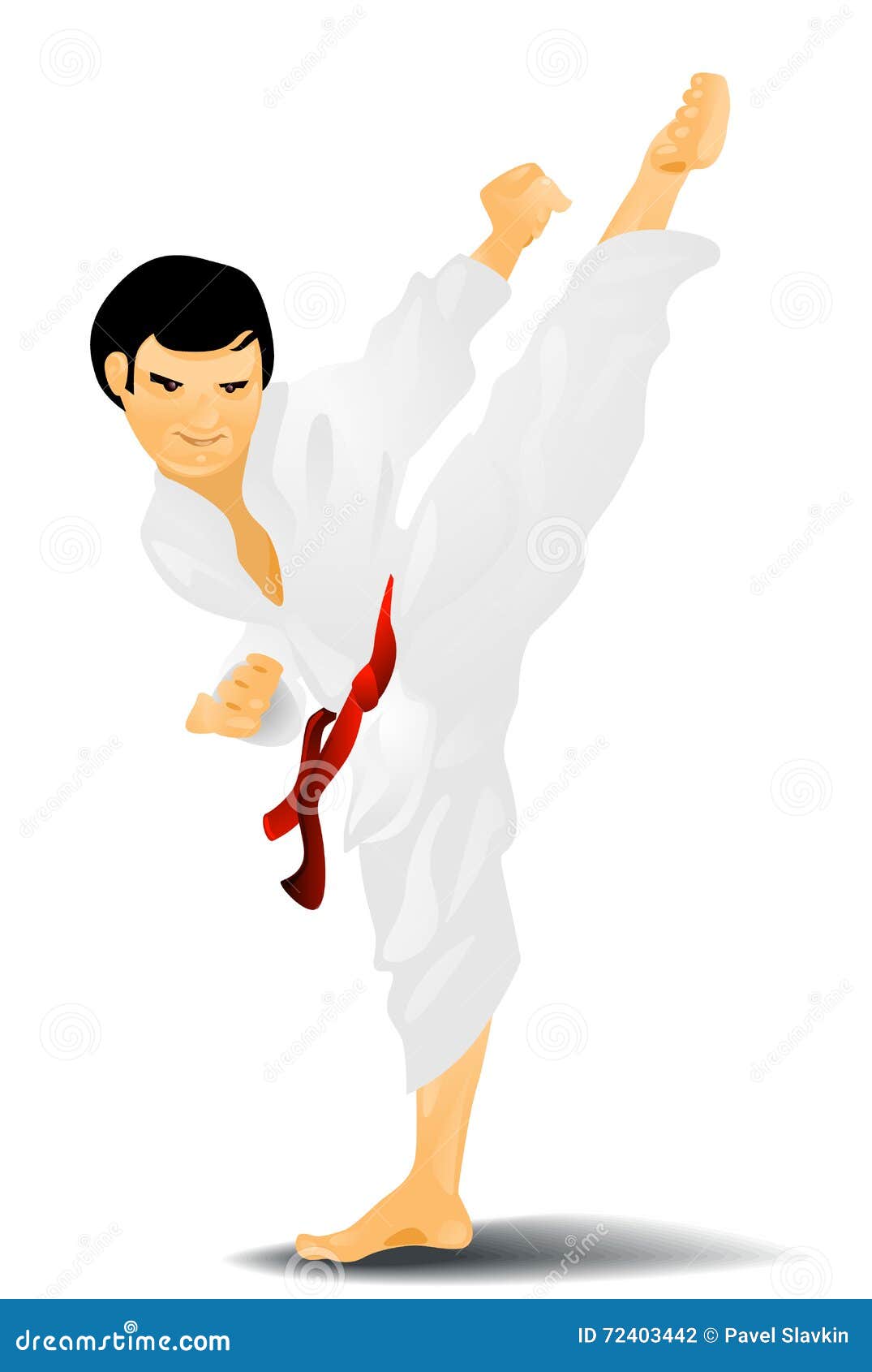Young karateka kicking stock vector. Illustration of young - 72403442