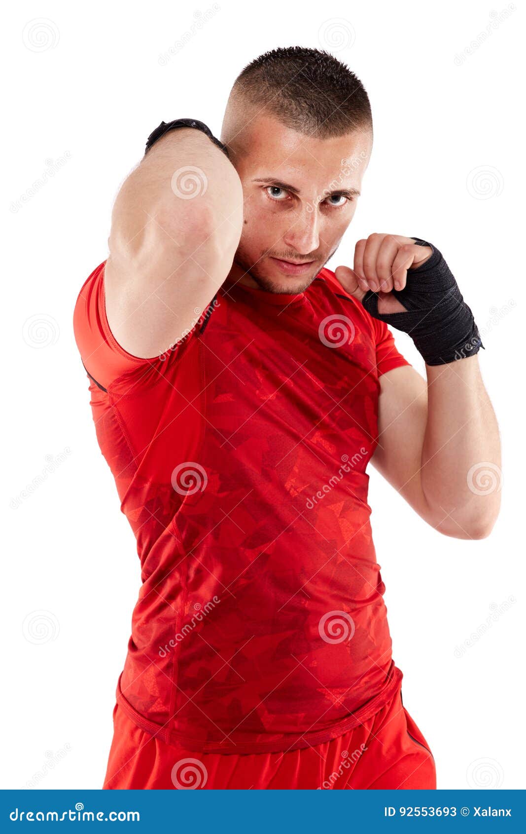 Young Kickbox Fighter on White Stock Image - Image of fight, hands ...