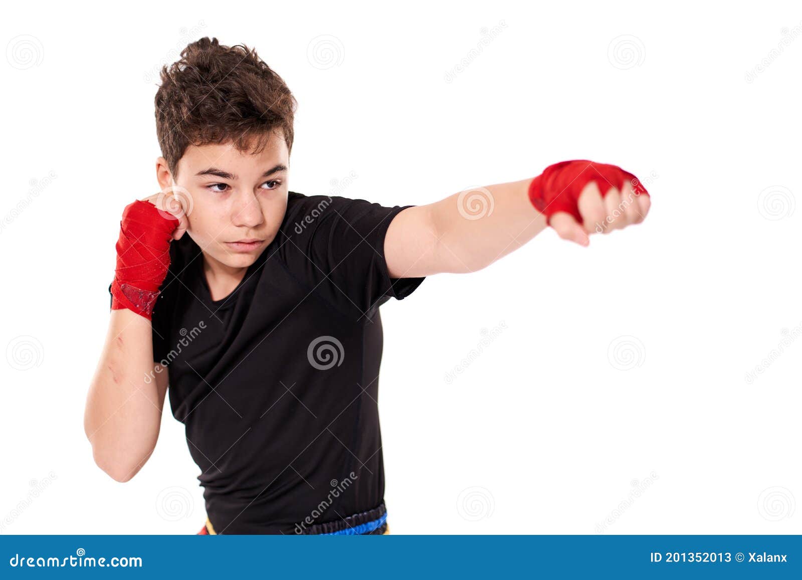 Kickboxer Training Isolated on White Stock Image - Image of martial ...