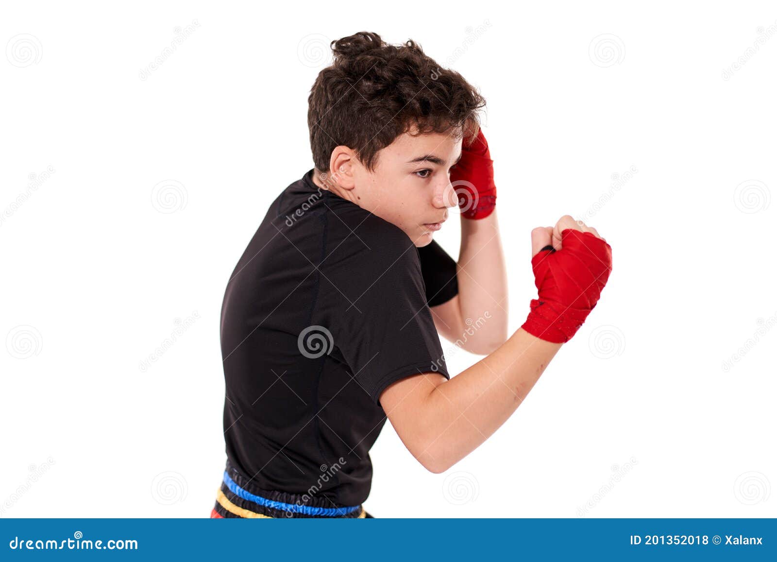 Kickboxer Training Isolated on White Stock Photo - Image of action ...