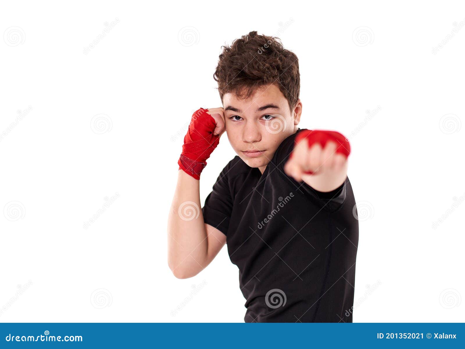 Kickboxer Training Isolated on White Stock Image - Image of action ...