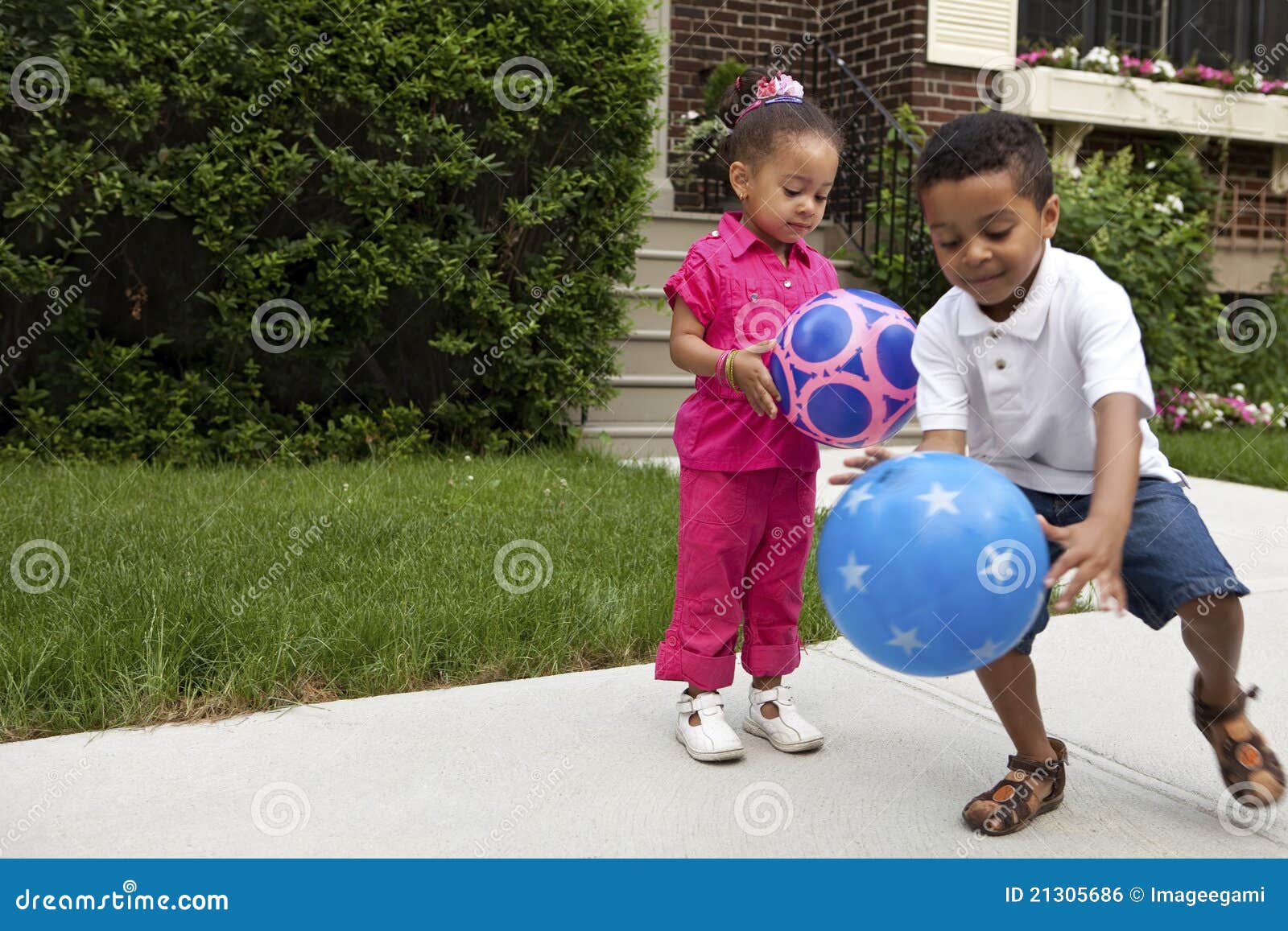 young kids playing outside