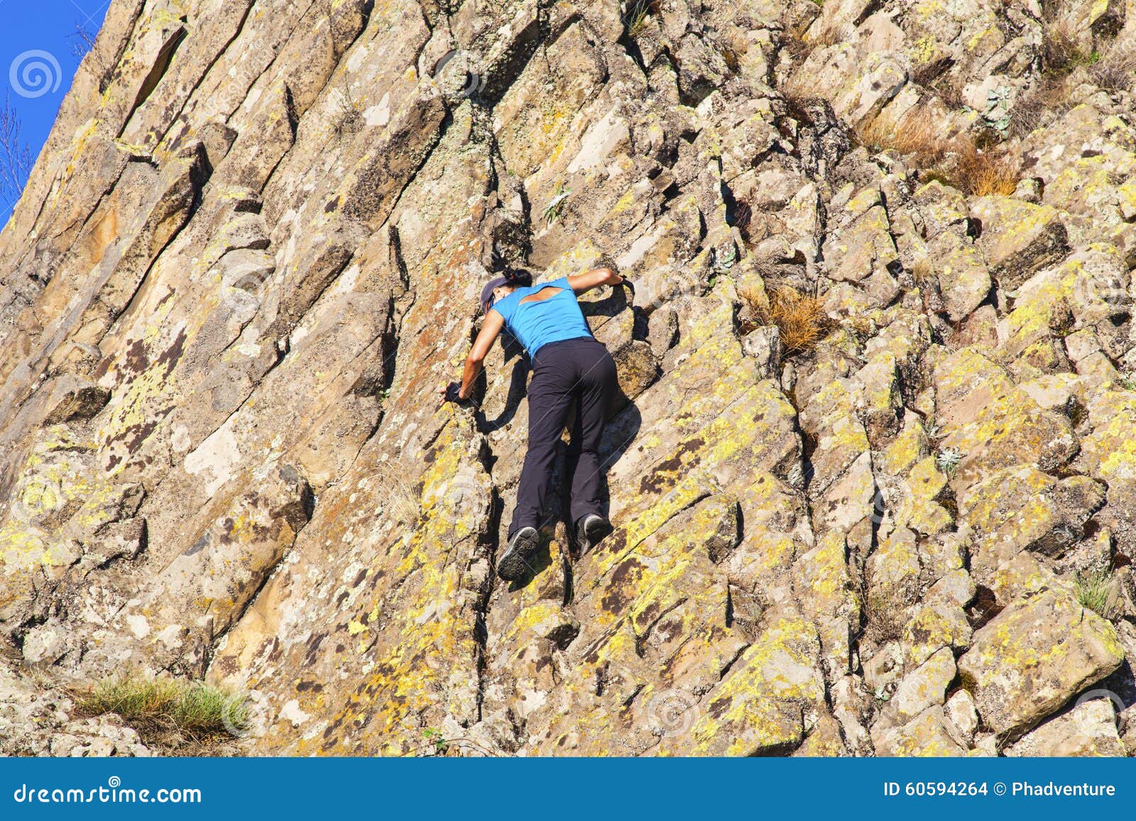 Young Lady Climbing the Rocks Stock Photo Image of lifestyle, hiking