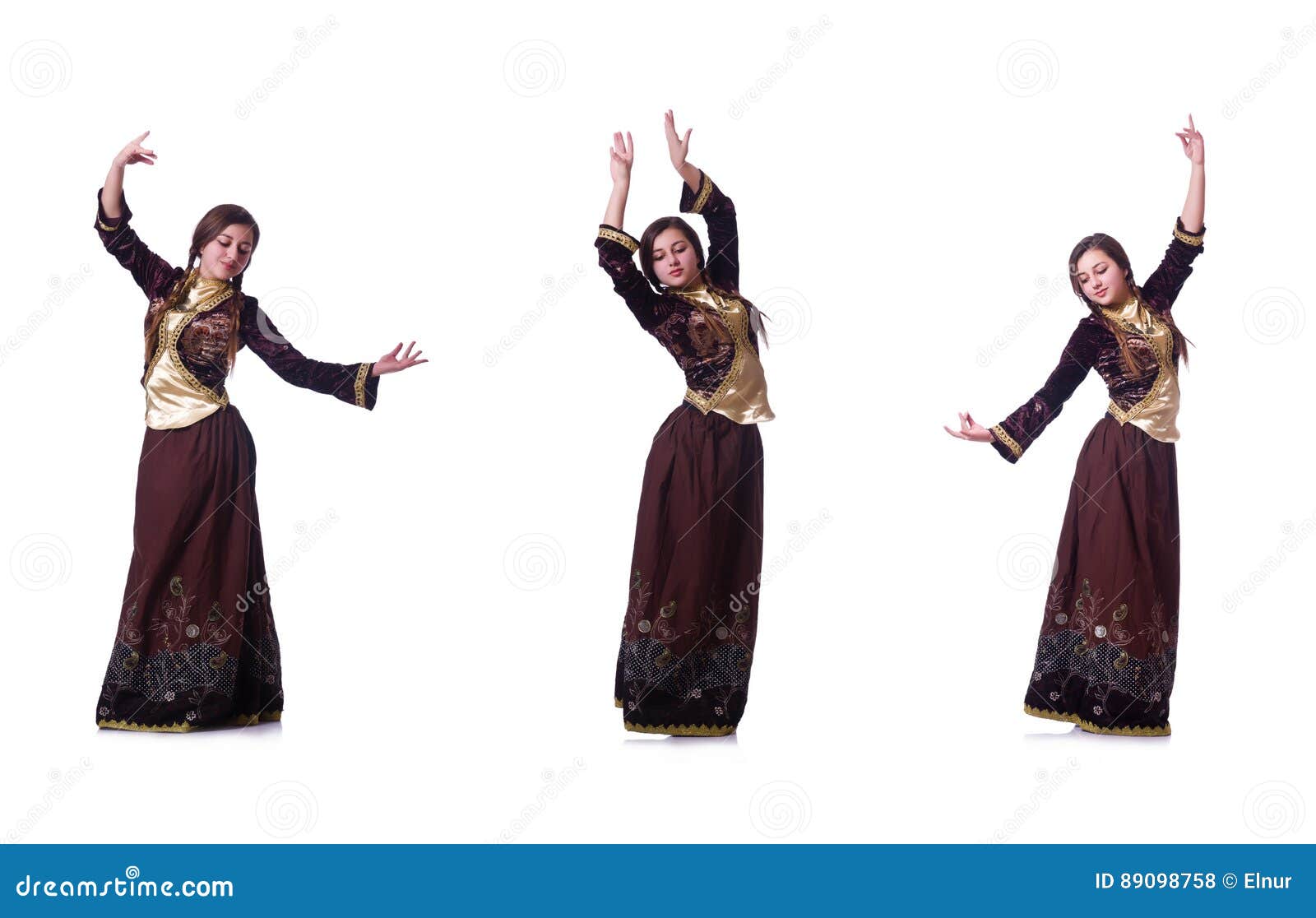 the young lady dancing traditional azeri dance