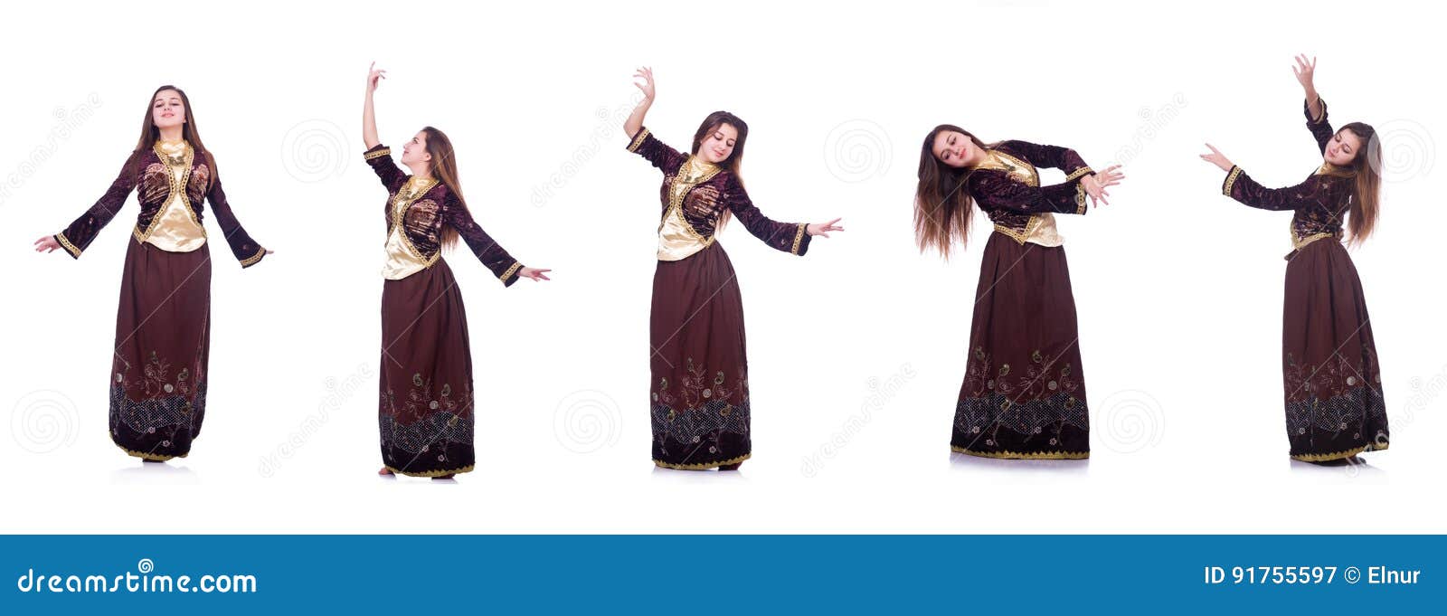 The Young Lady Dancing Traditional Azeri Dance Stock Image Image of