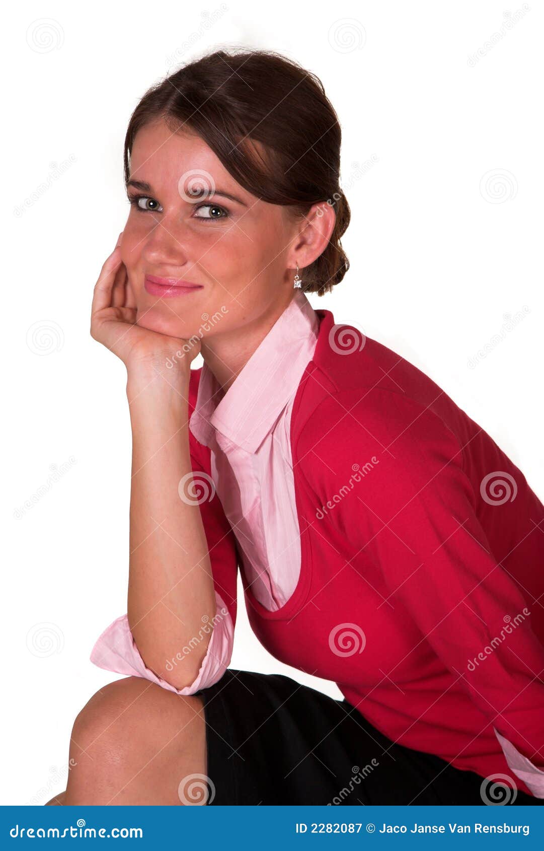 Young lady elbow on knee stock image. Image of ground 2282087