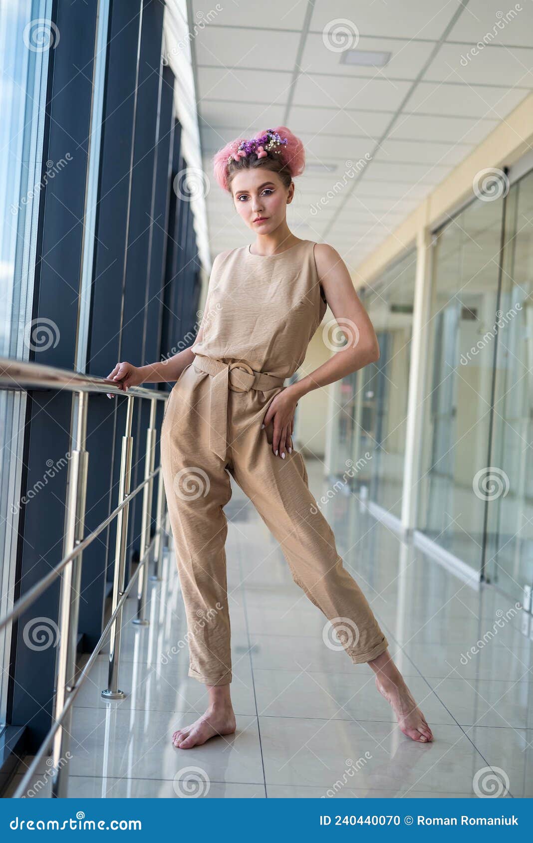 Young Lady Inside Long Corridor Posing in Glamour Dress Stock Photo ...