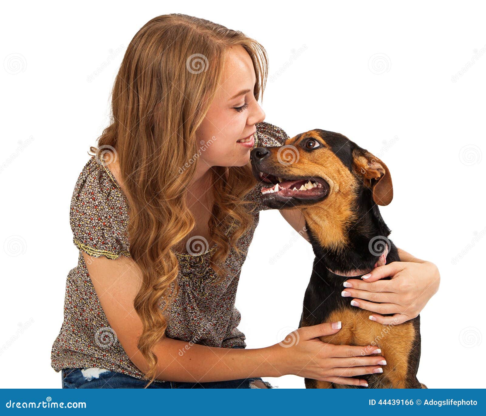 Young Lady Meeting New Dog stock photo. Image of cutout - 44439166