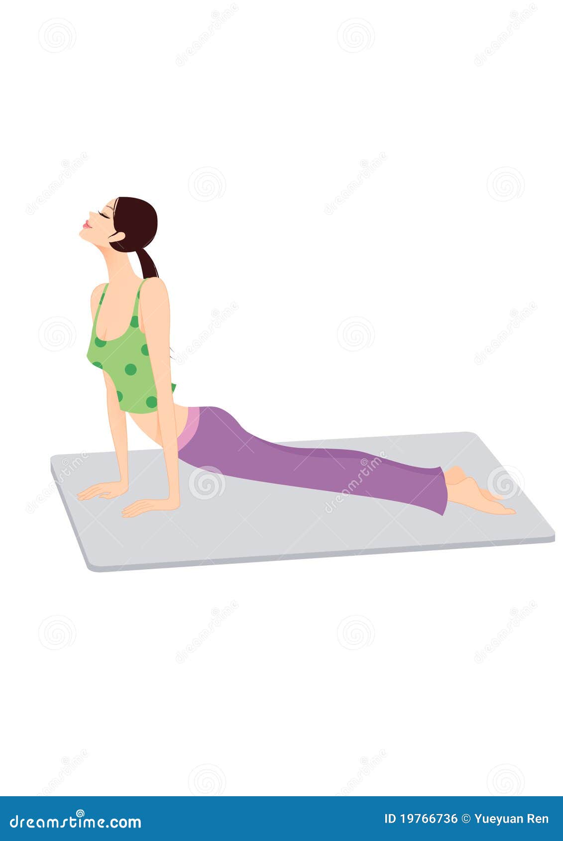 Young Lady Practicing Yoga Exercise on Mat Stock Illustration