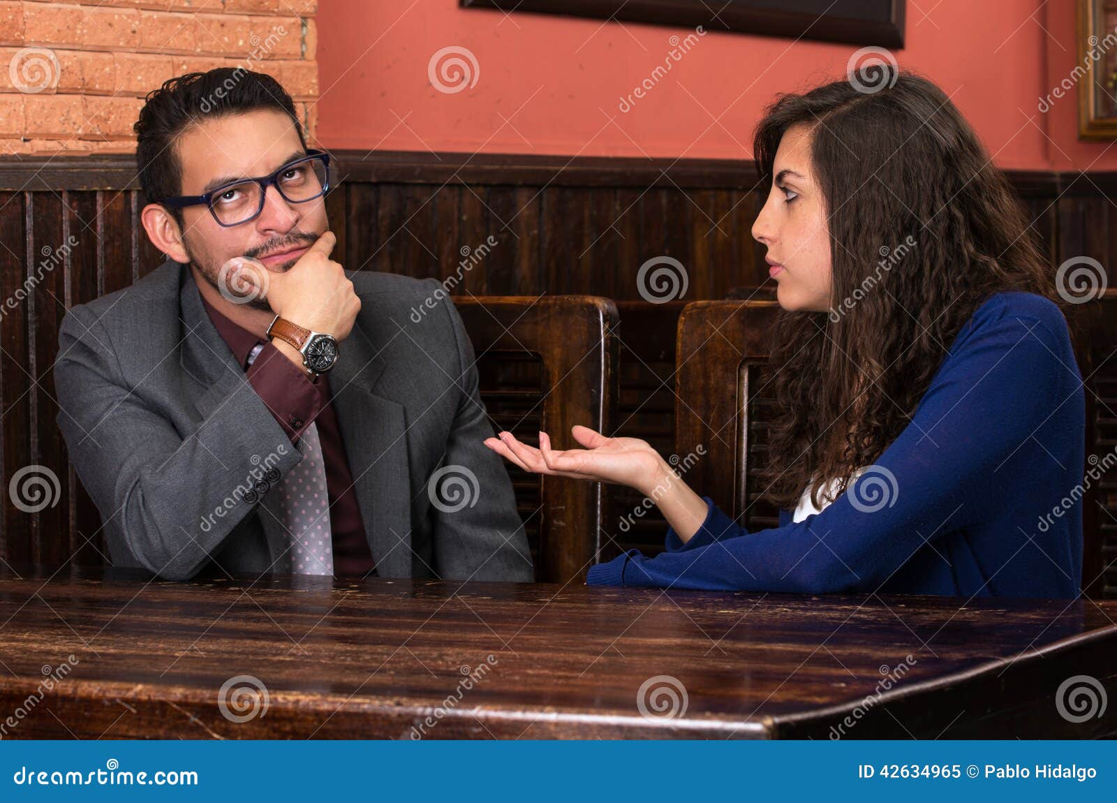 Young Latin Couple In A Restaurant Stock Image Image Of Customers