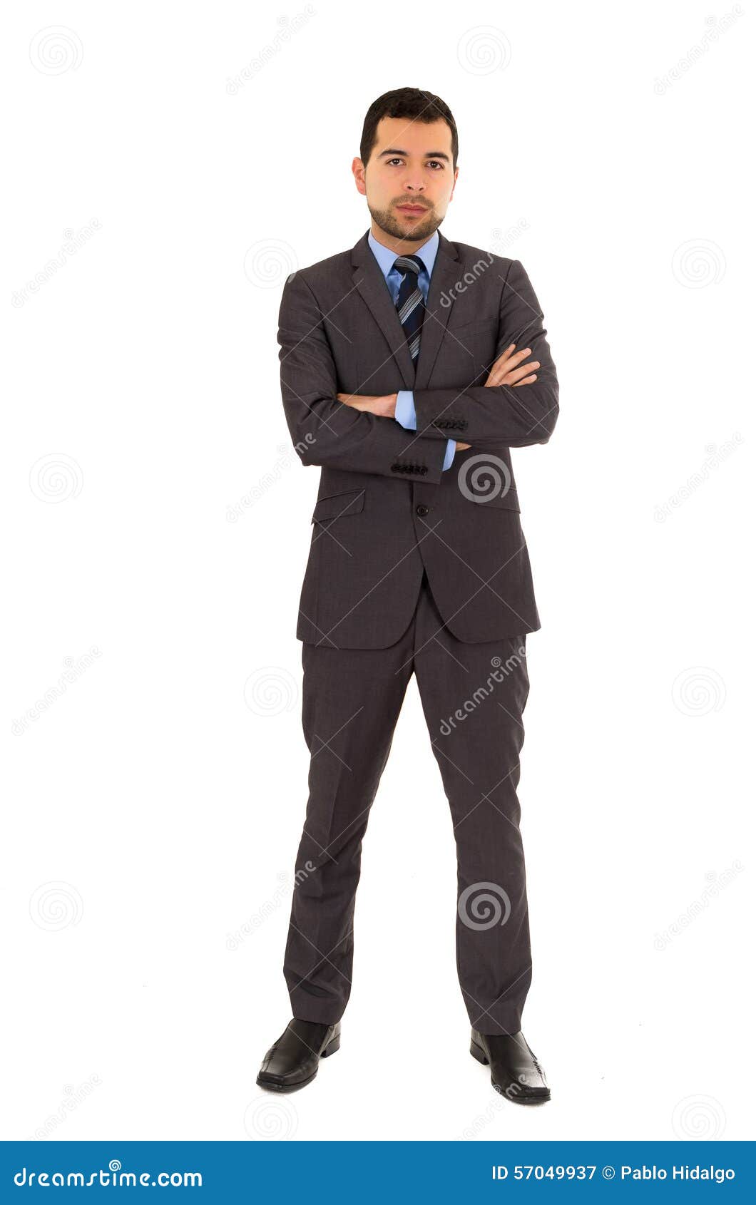 Young Latin Man Standing Wearing Grey Suit Stock Image - Image of human ...