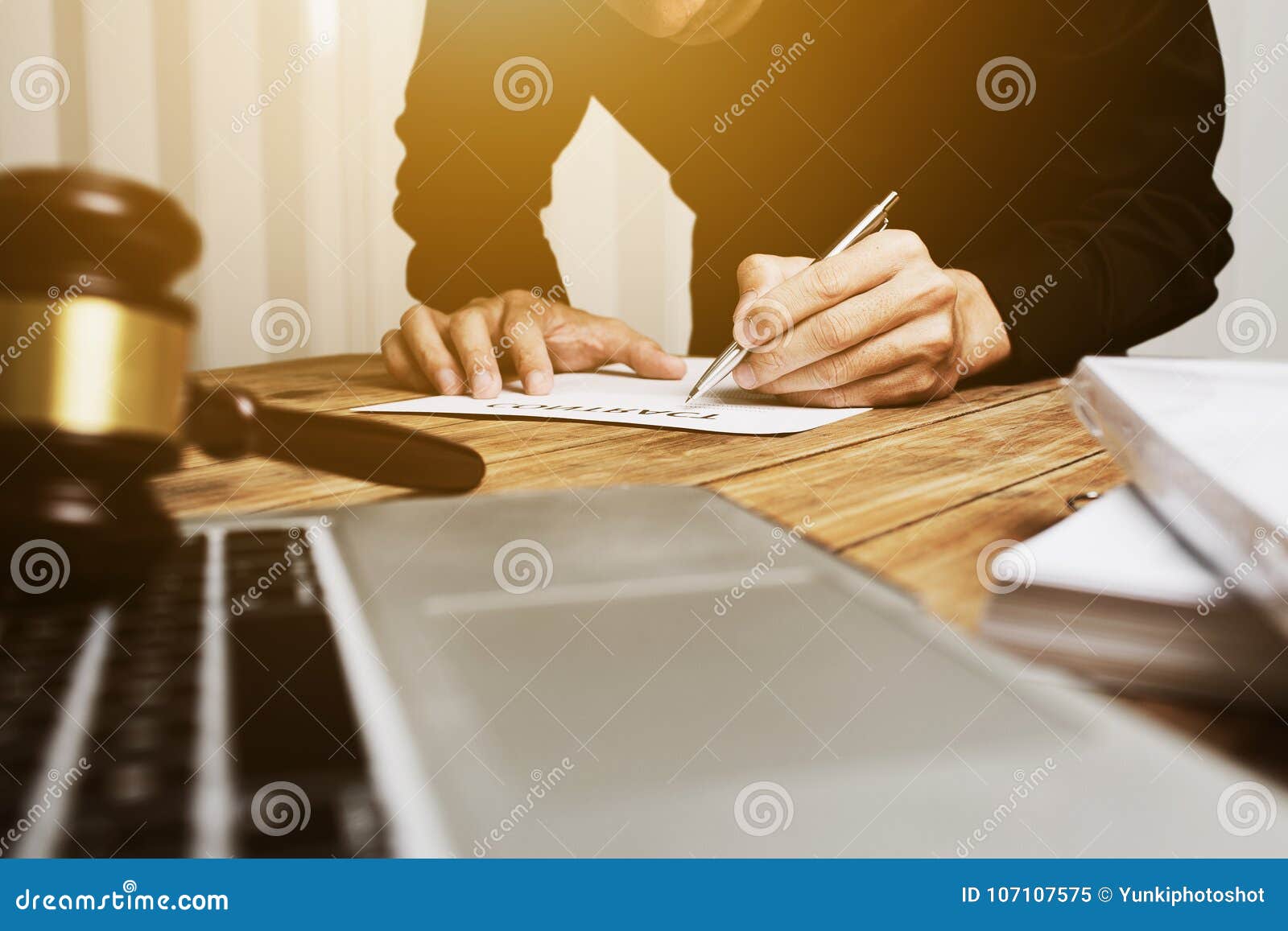Young Lawyer Working Hard Alone in His Office Stock Image Image of