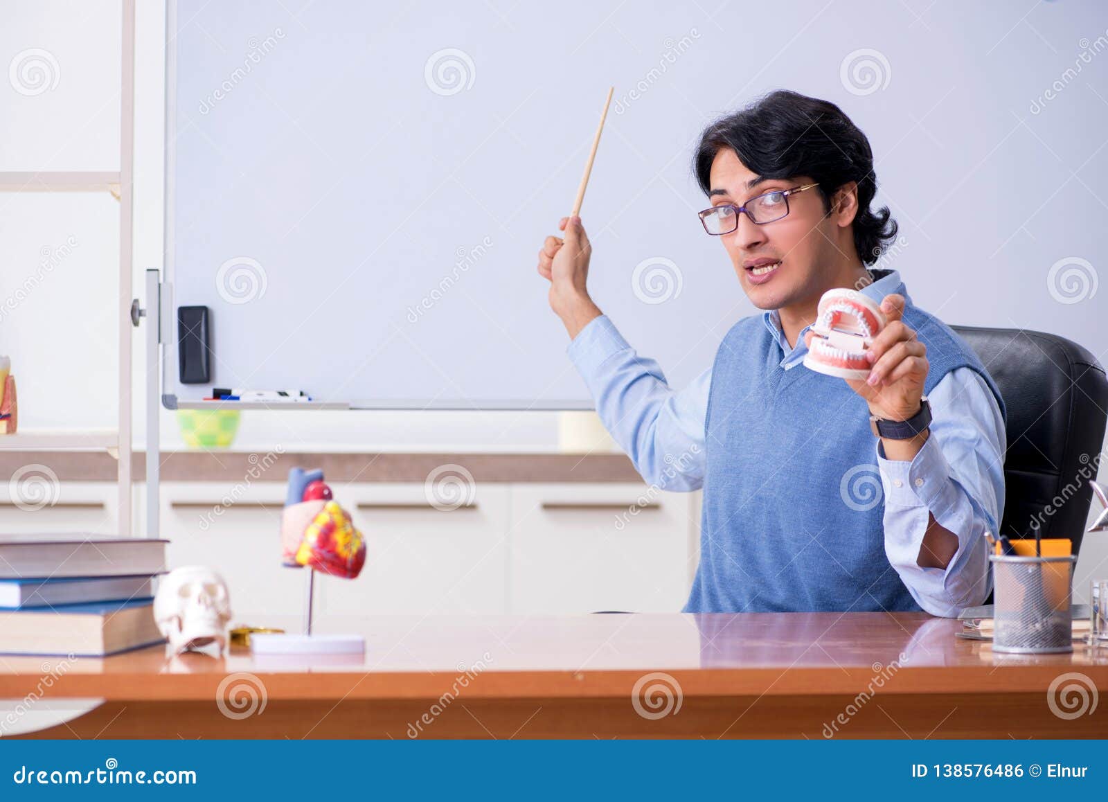 The Young Lecturer Teacher Teaching Anatomy Stock Photo Image of