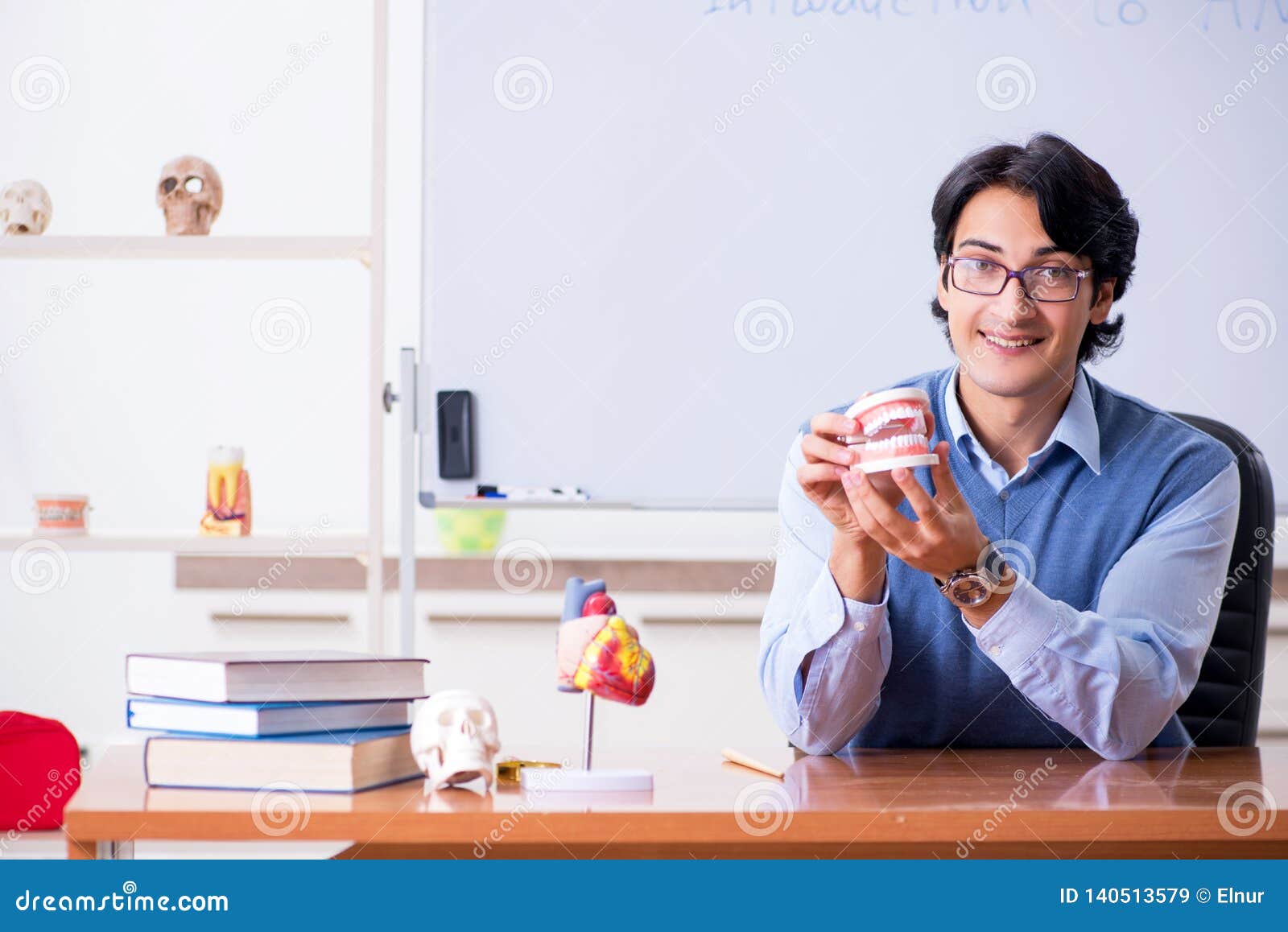The Young Lecturer Teacher Teaching Anatomy Stock Image Image of
