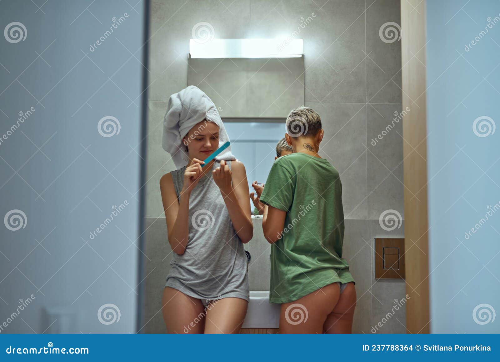 Lesbians In Bathroom