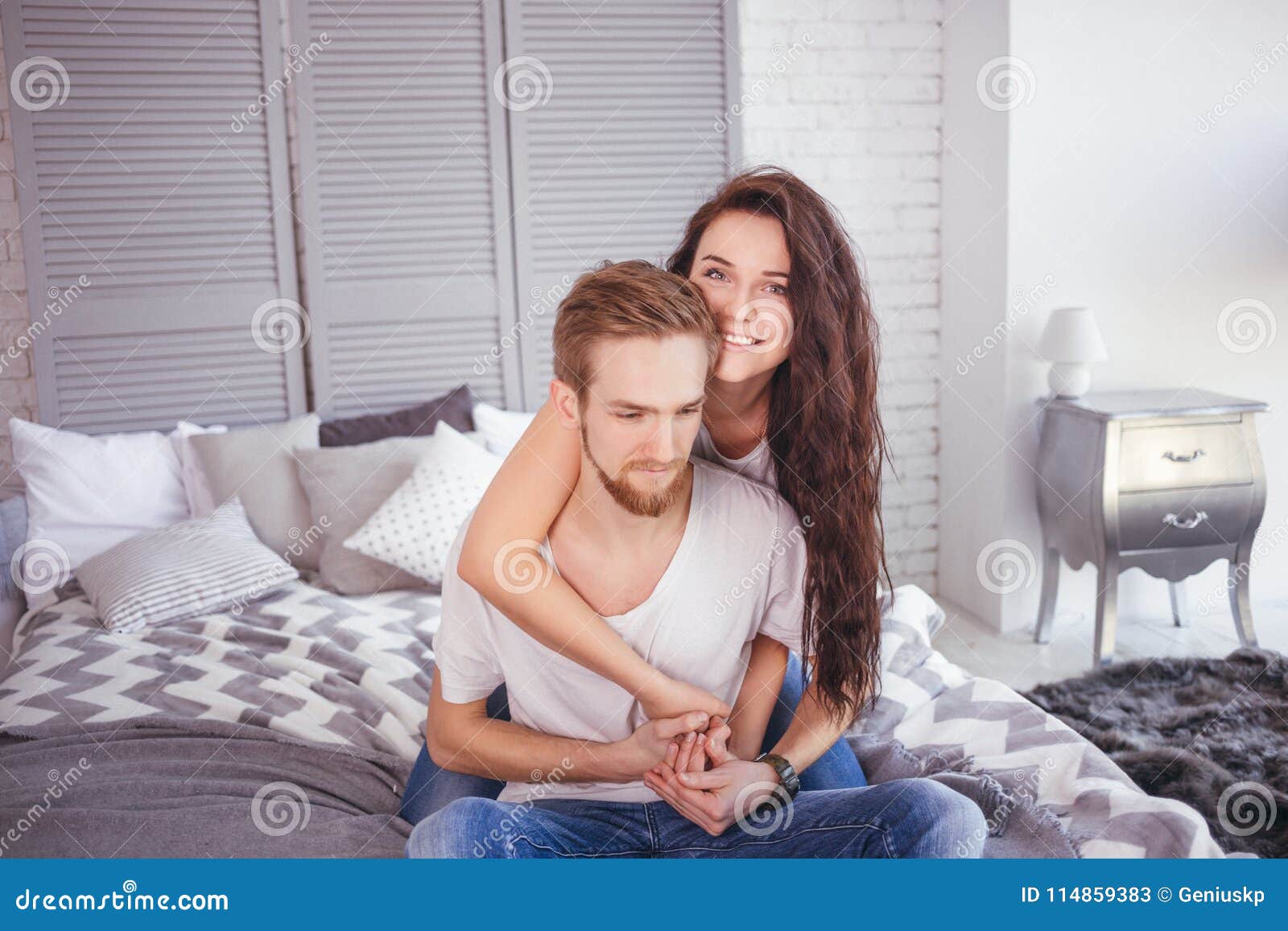 Young Loving Couple In The Bed Stock Image Image O
