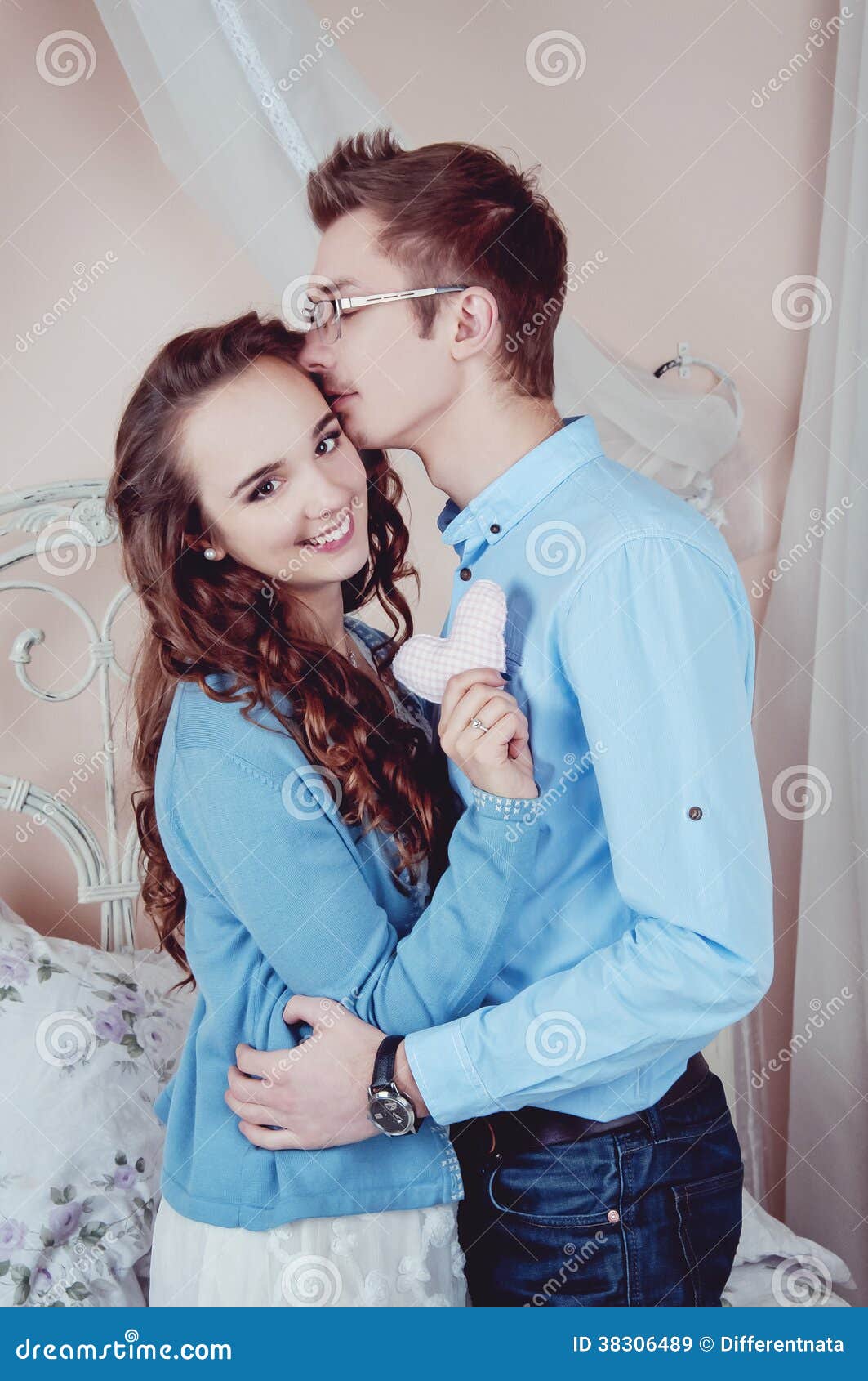 Young Loving Couple In The Bedroom Stock Image Im