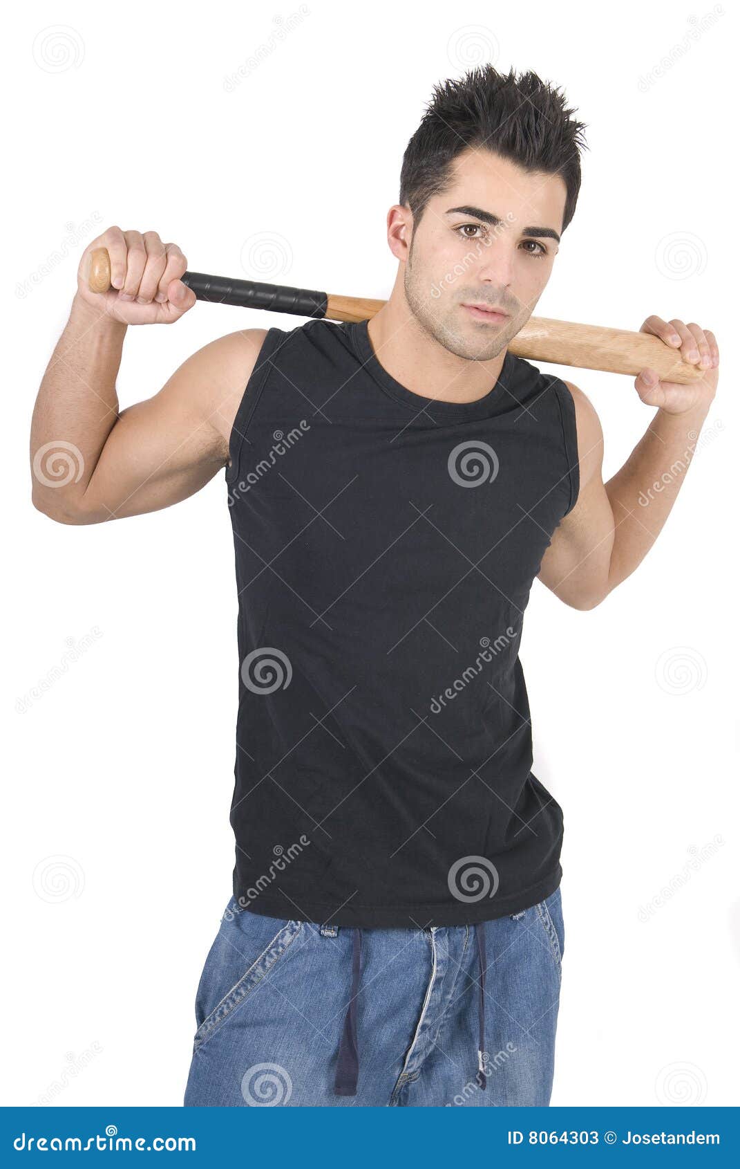 Young Male Baseball Player Poses with Bat Stock Image - Image of