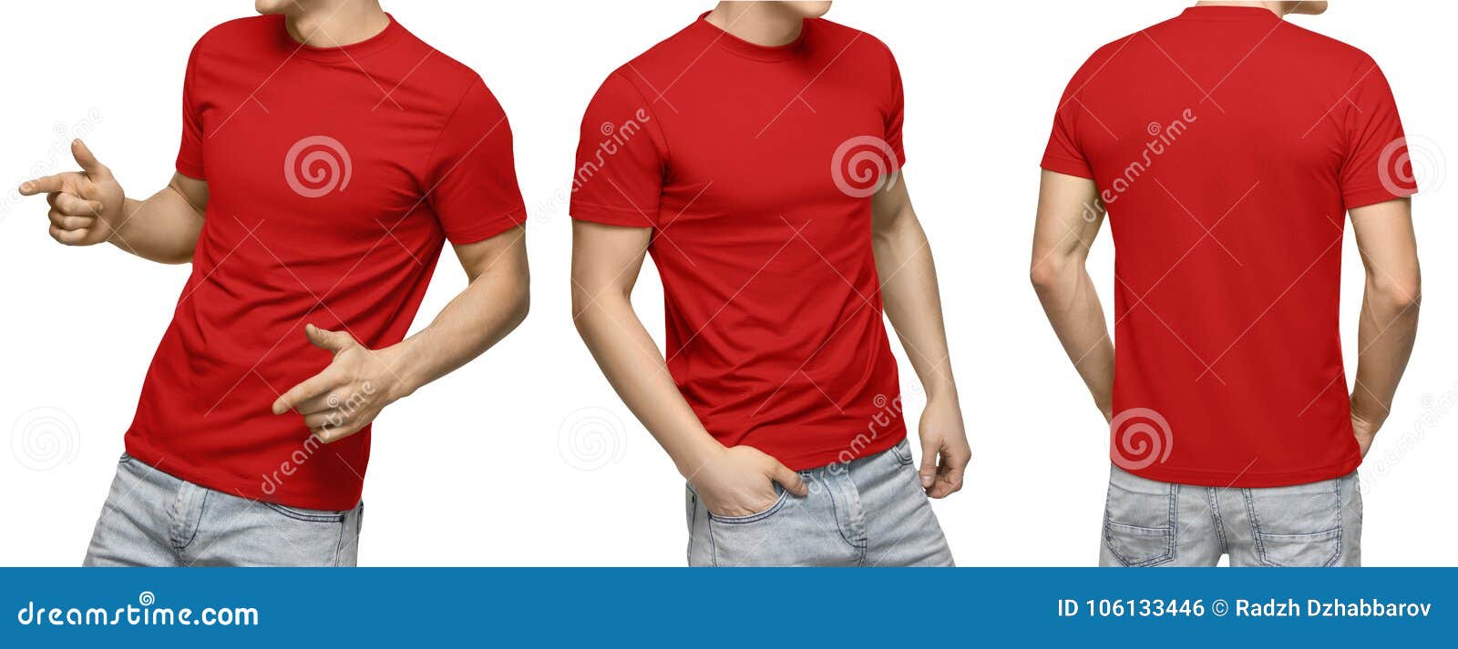 Download Young Male In Blank Red T-shirt, Front And Back View ...