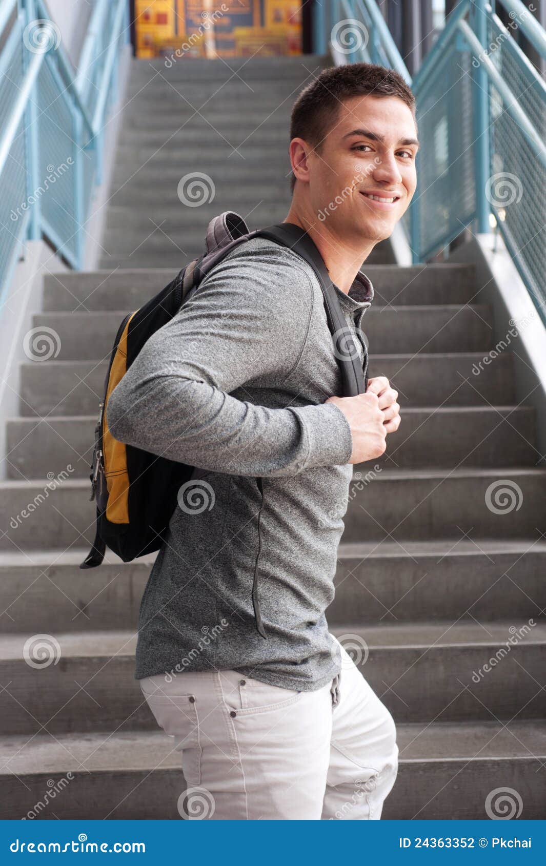 Young Male College Student With Backpack Stock Photo - Image of teen