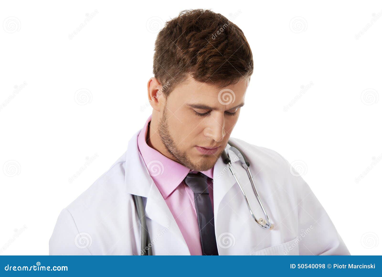 Young Male Doctor with Stethoscope. Stock Photo Image of isolated