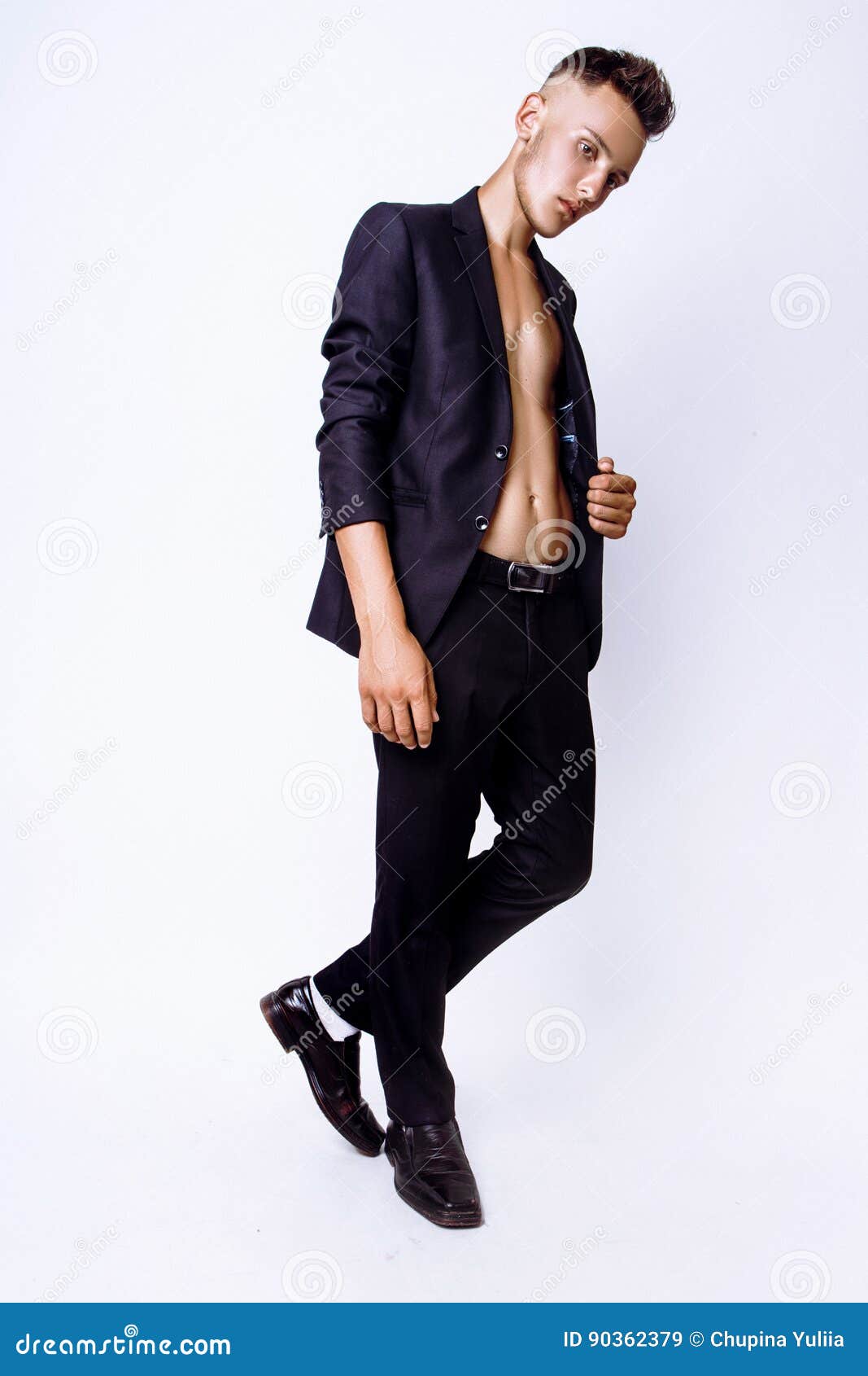 Fashionable Male Model Posing On Gray Stock Photo 177262610 | Shutterstock