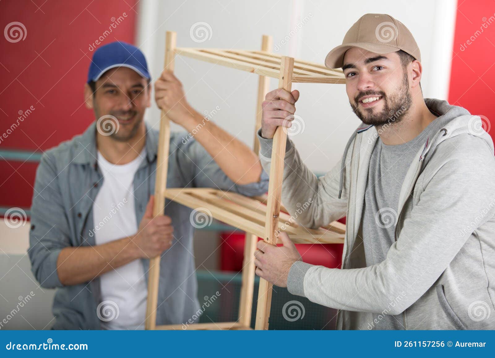 Young Male Movers Unloading Furniture Stock Photo Image of vehicle