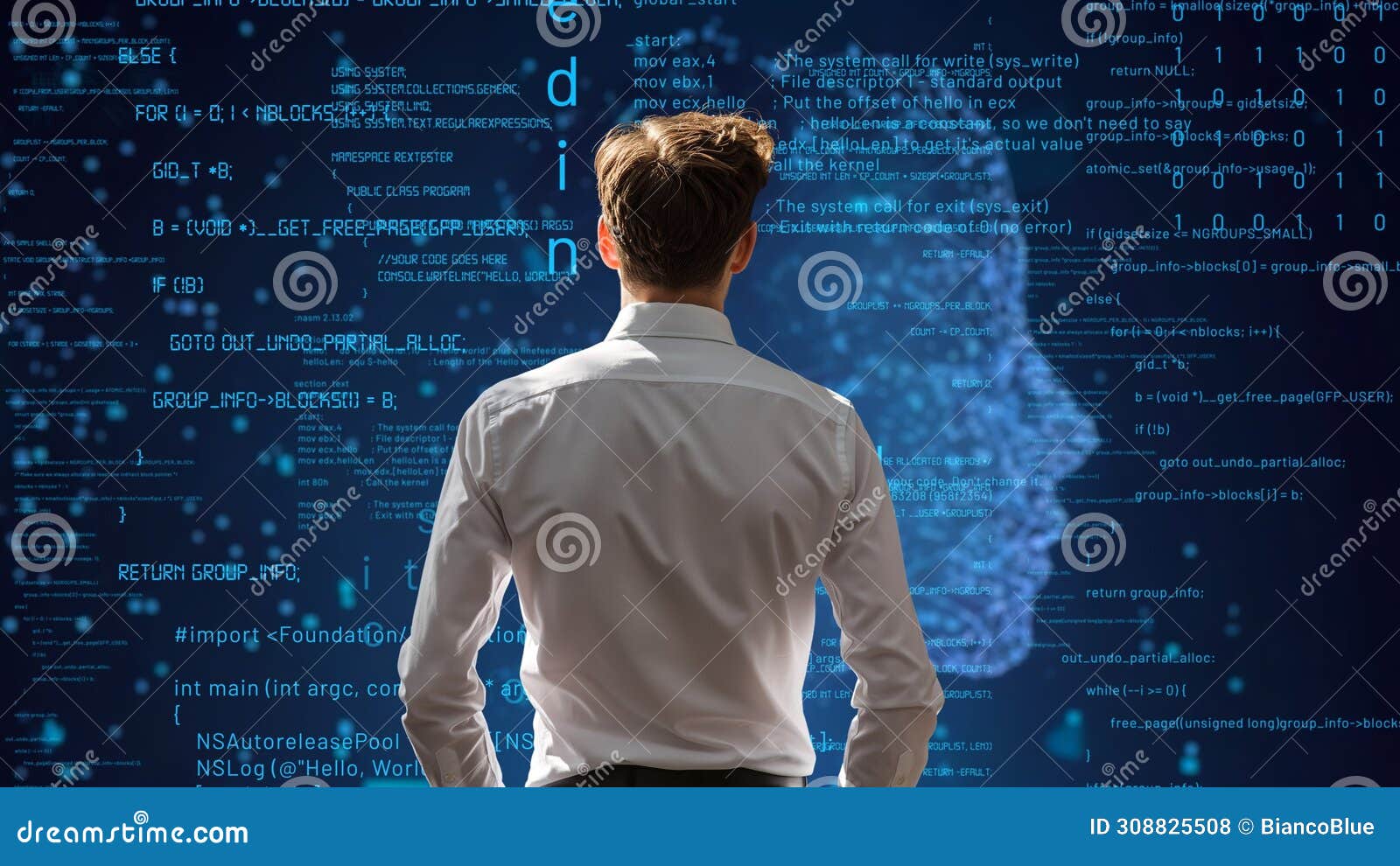 young male programmer engaged in ai engineering lisp