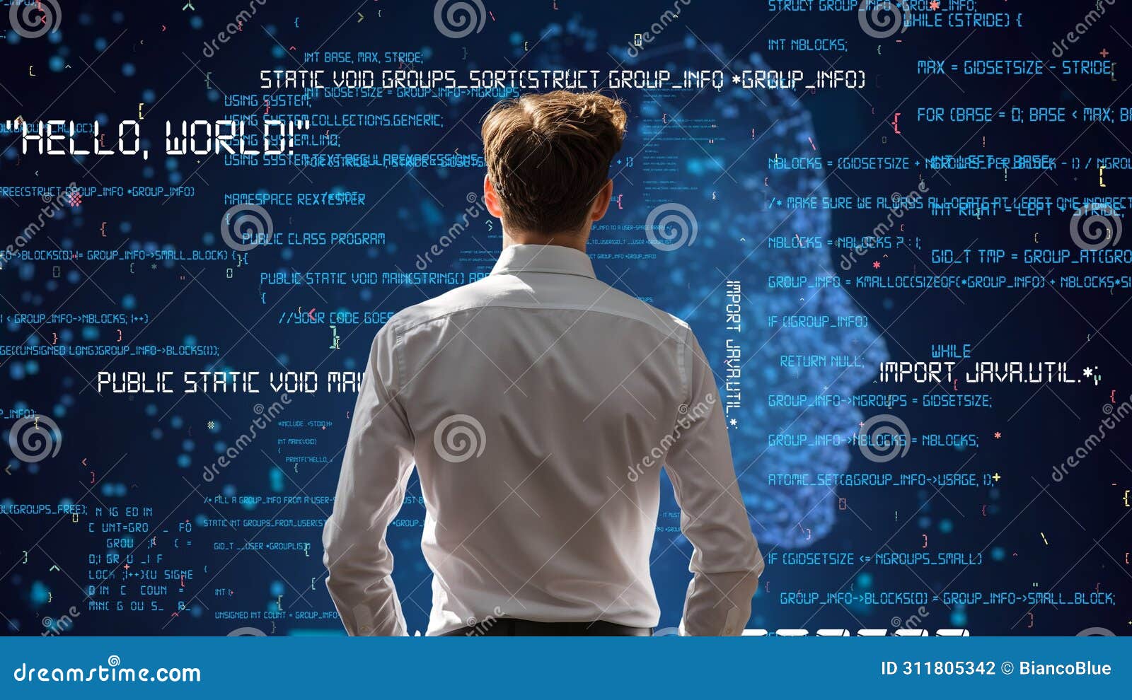 young male programmer engaged in ai engineering lisp