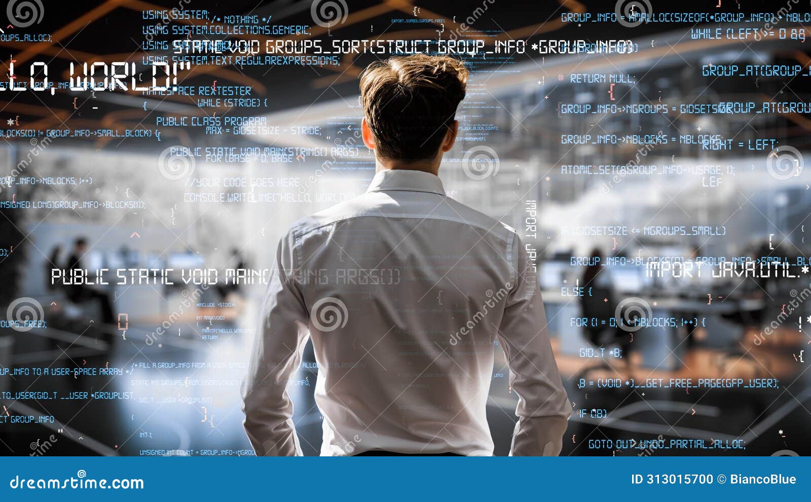 young male programmer engaged in ai engineering lisp