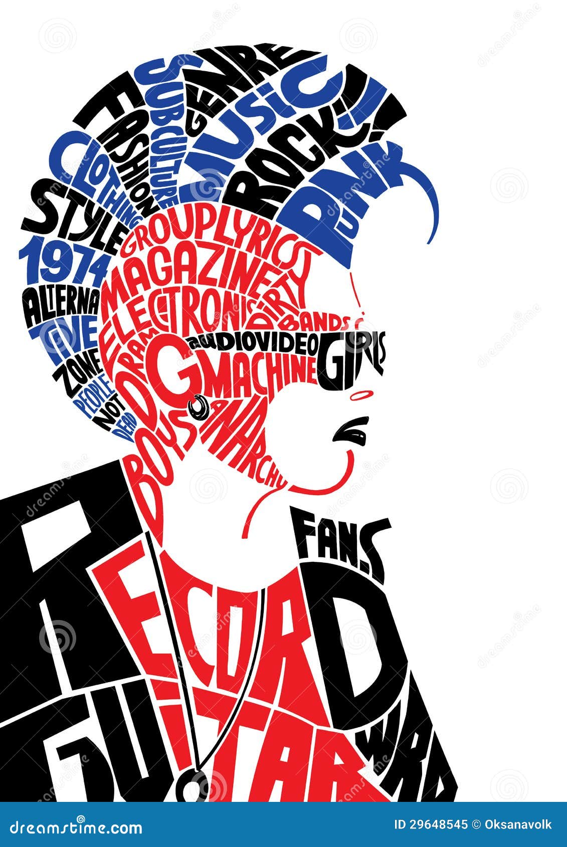 Young Male Punk Subculture Typographic Portrait Stock Young Male Punk Subculture Typographic Portrait Stock