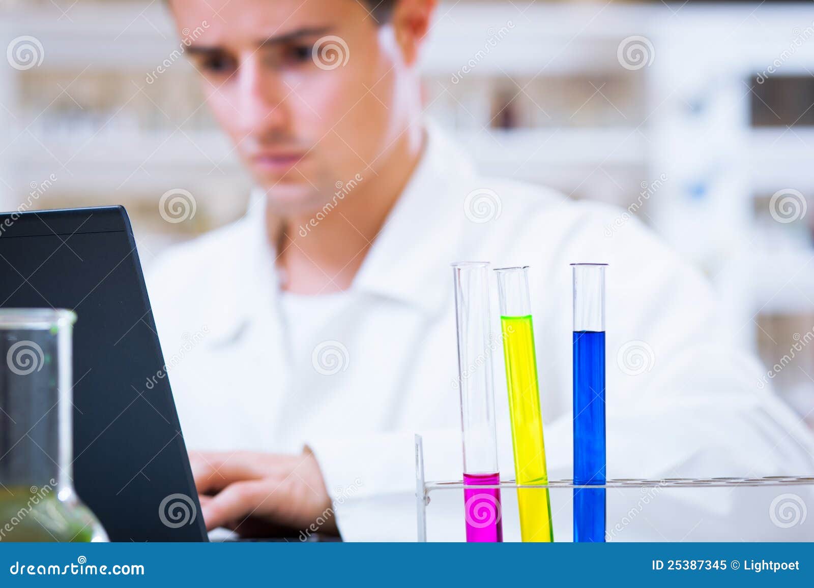 Young Male Researcher in a Lab Stock Image - Image of microscope, adult ...