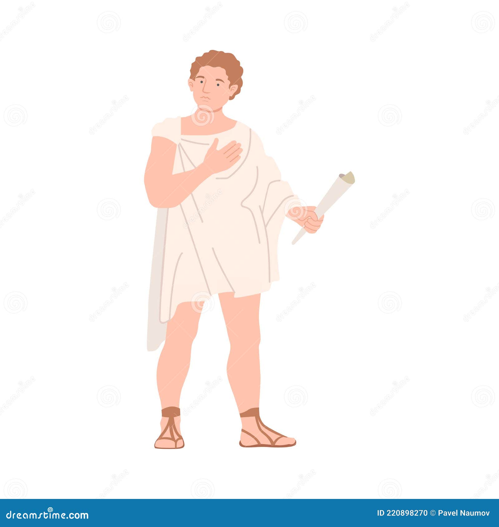 Young Male Roman Wearing Long Tunic and Sandals As Traditional Clothes ...