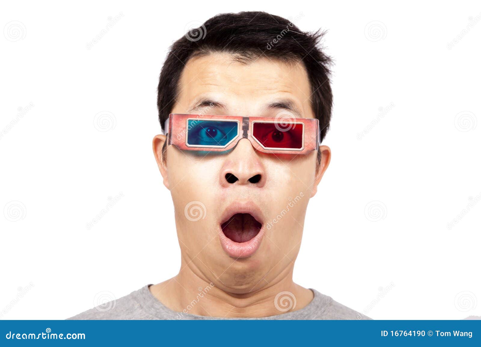 Young man with 3D glasses stock photo. Image of asian 16764190