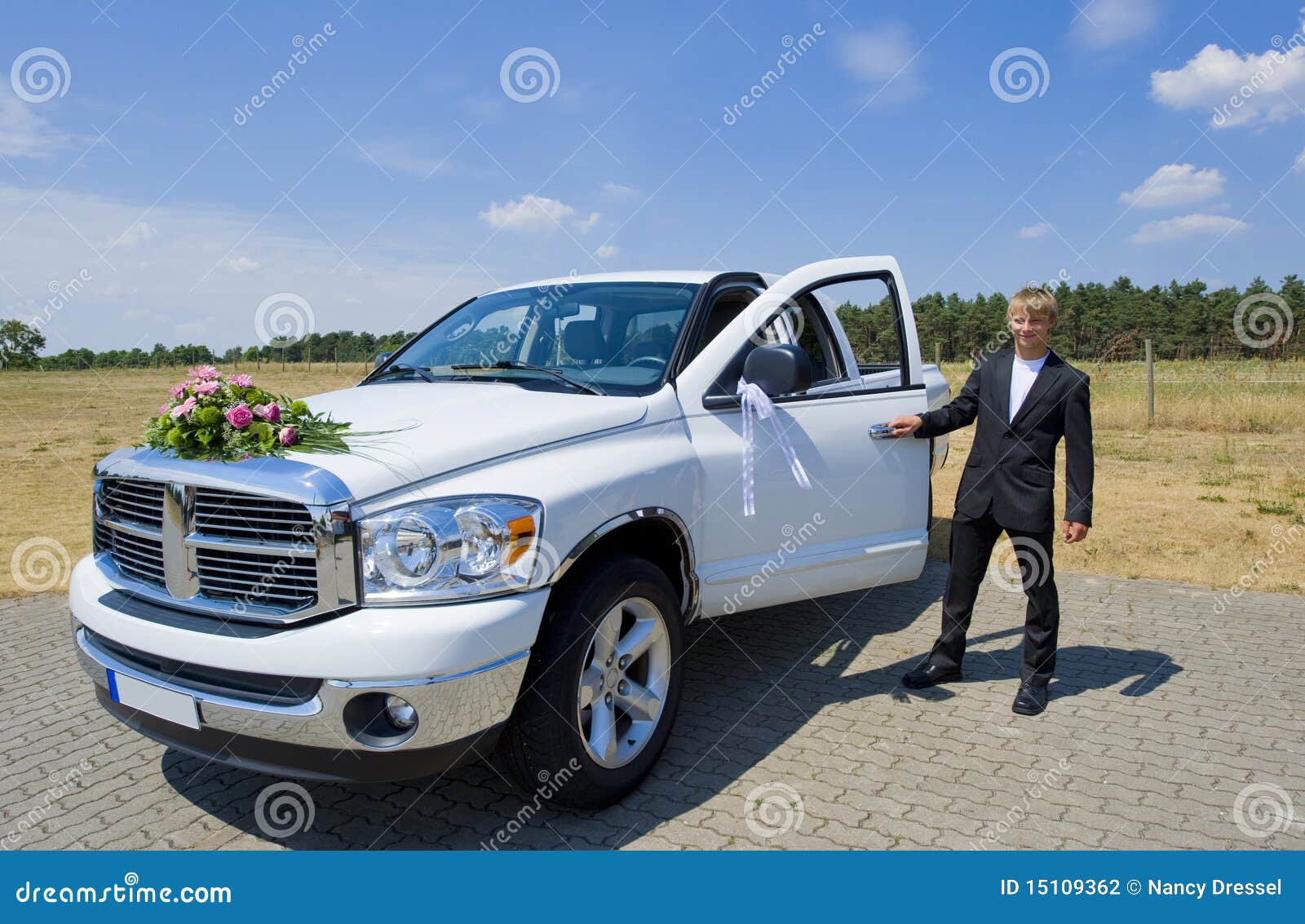 Young Man As Wedding Driver Stock Photo Image of park, decorate 15109362