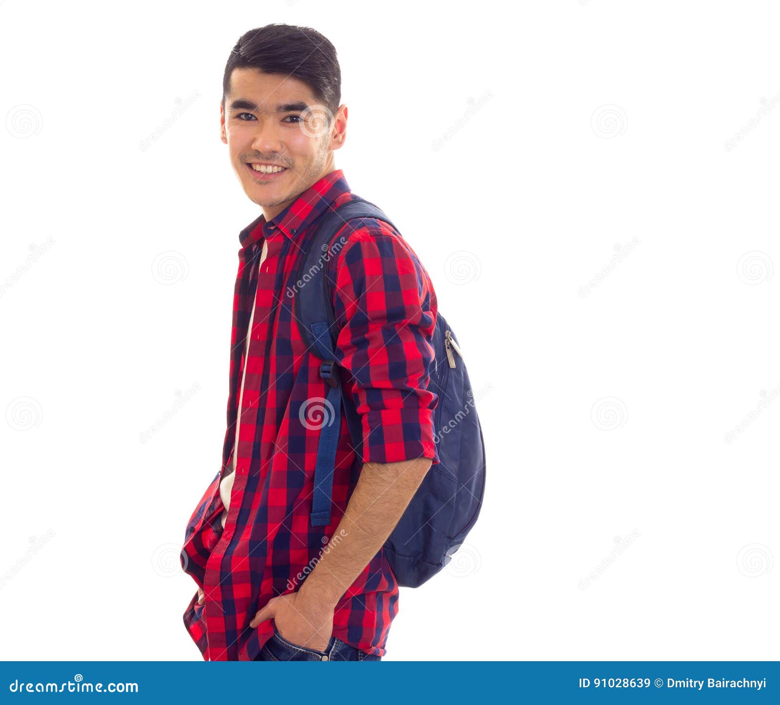 Young man with backpack stock image. Image of casual - 91028639