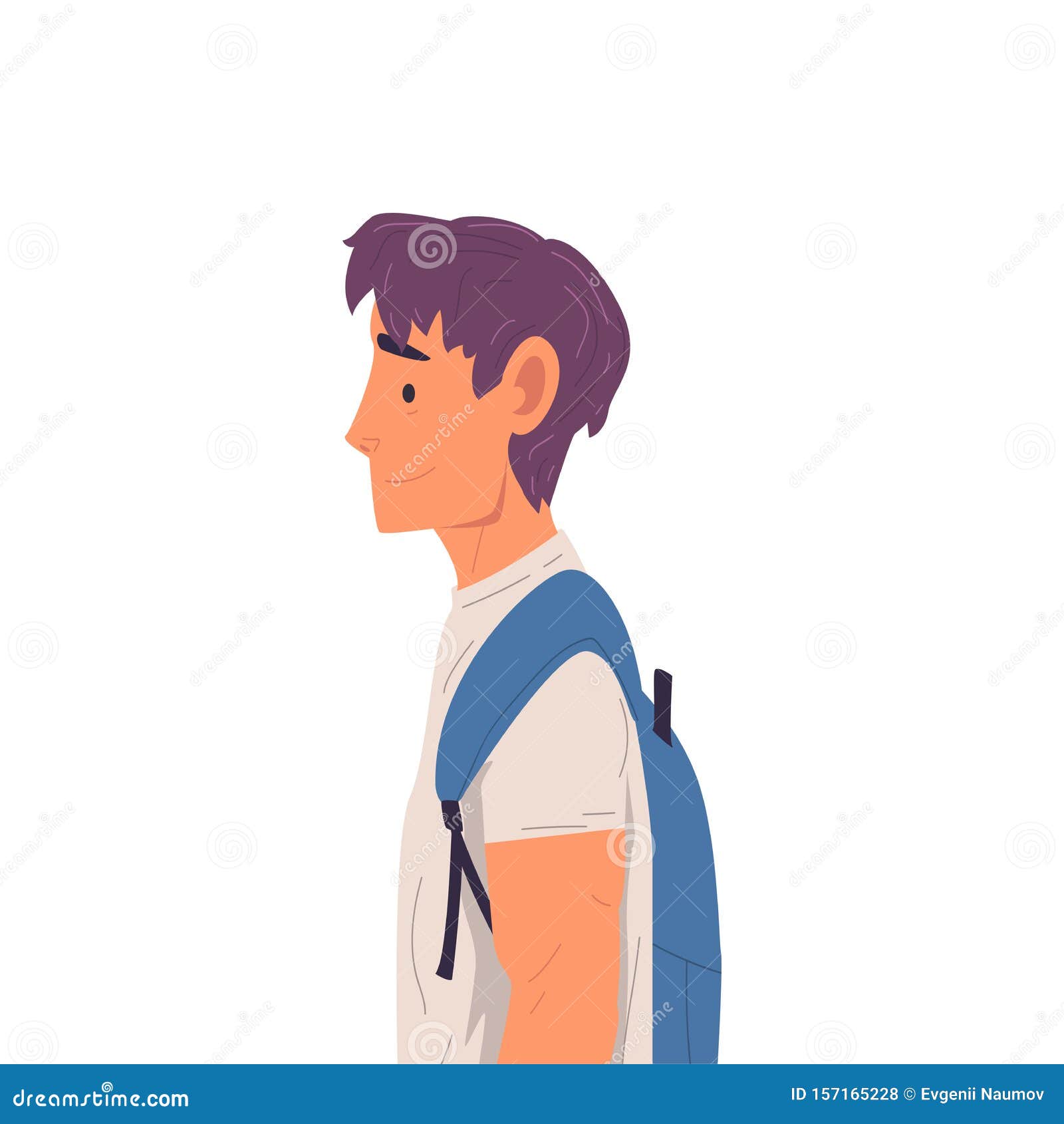 Young Man With Backpack Side View Vector Illustration True Style ...