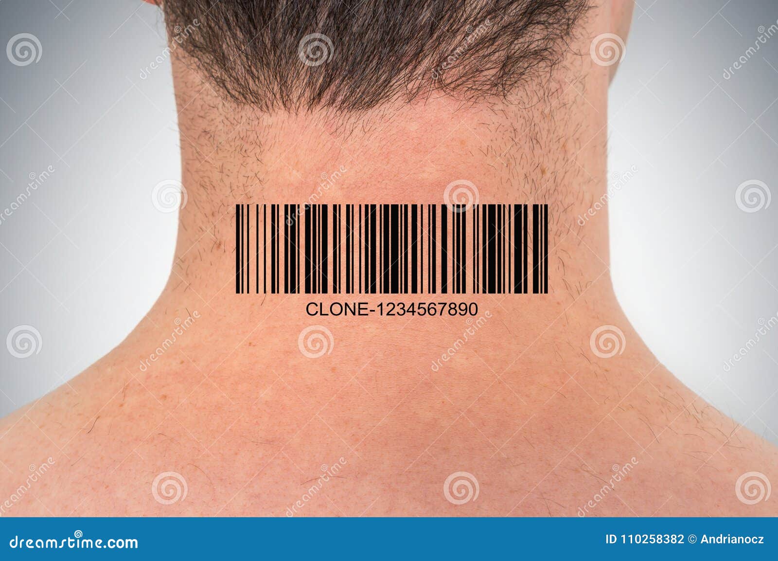 Man with Barcode on His Neck Clone Concept Stock Photo Image of futuristic, coding