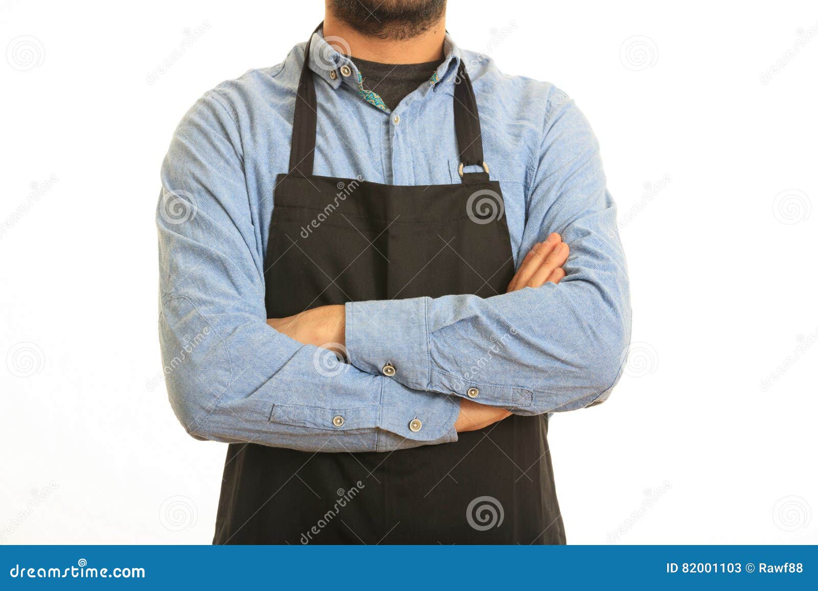 young man with black apron