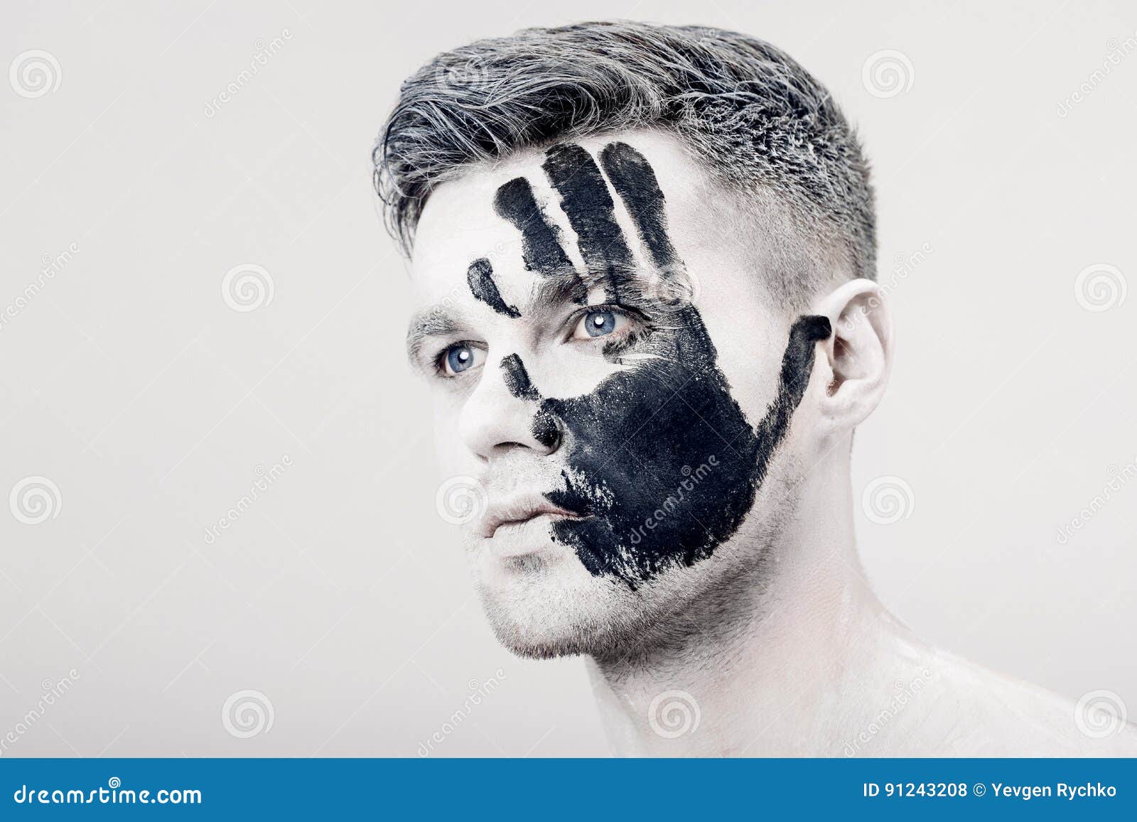 Portrait Of Young Man With White Face Paint Professional Fashion Makeup  Fantasy Art Makeup Stock Photo - Download Image Now - iStock