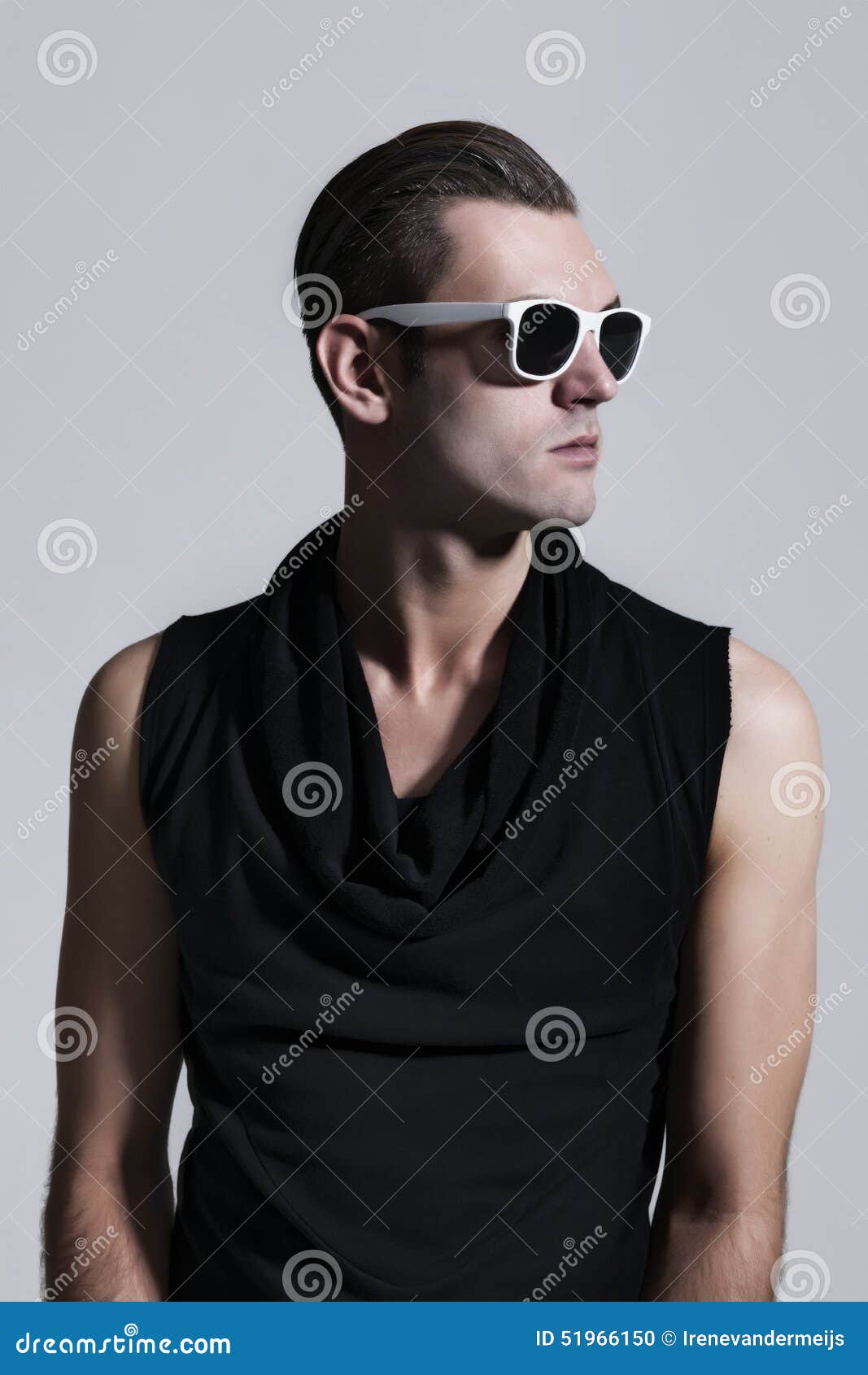 Young Man with Black Shirt and Sunglasses Stock Photo Image of