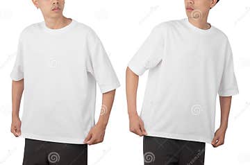 Young Man in Blank Oversize T-shirt Mockup Front and Back Used As ...